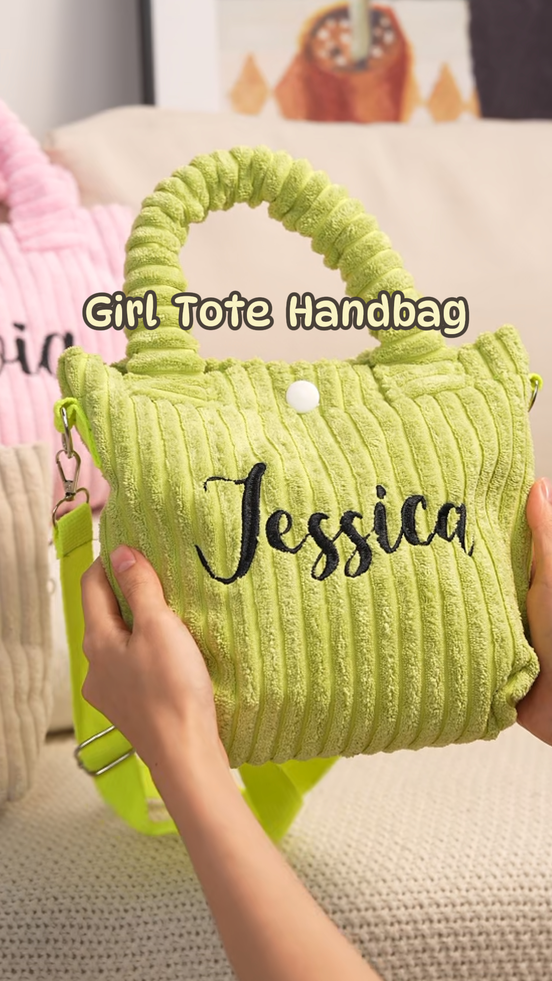 Getnamenecklace Facebook ad: Personalized Embroidered Name Kid Corduroy Bag, Cute…