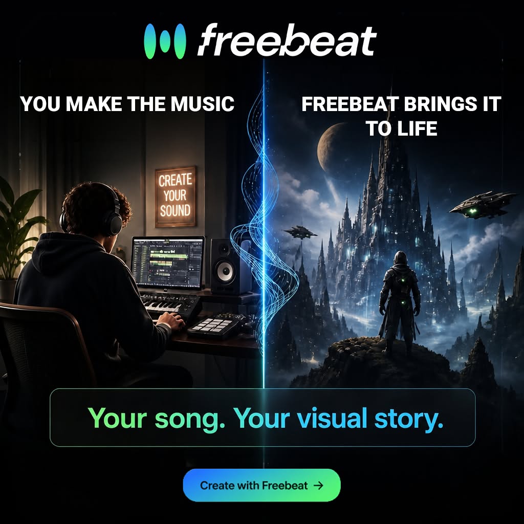 Freebeat ai APP Facebook ad: AI Music Production Tool