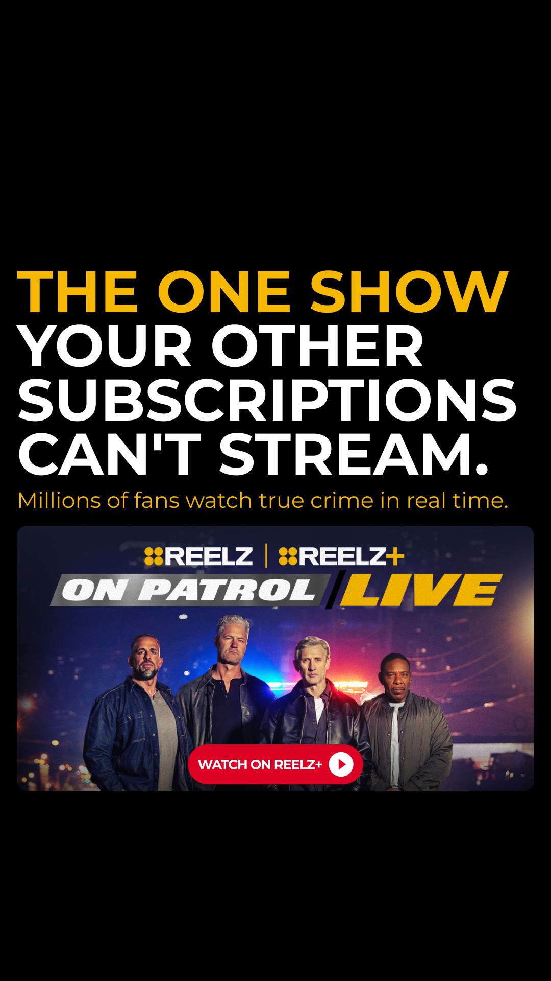 REELZ+ Facebook ad from Jul 28, 2026