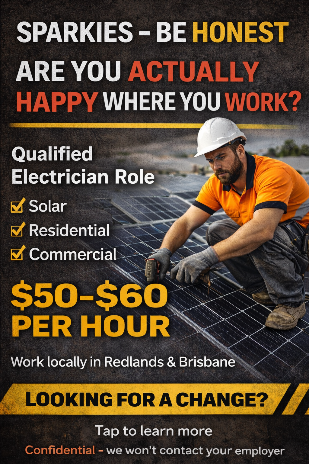 Tradies Recruitment Facebook ad: $50-60h/r Electrician