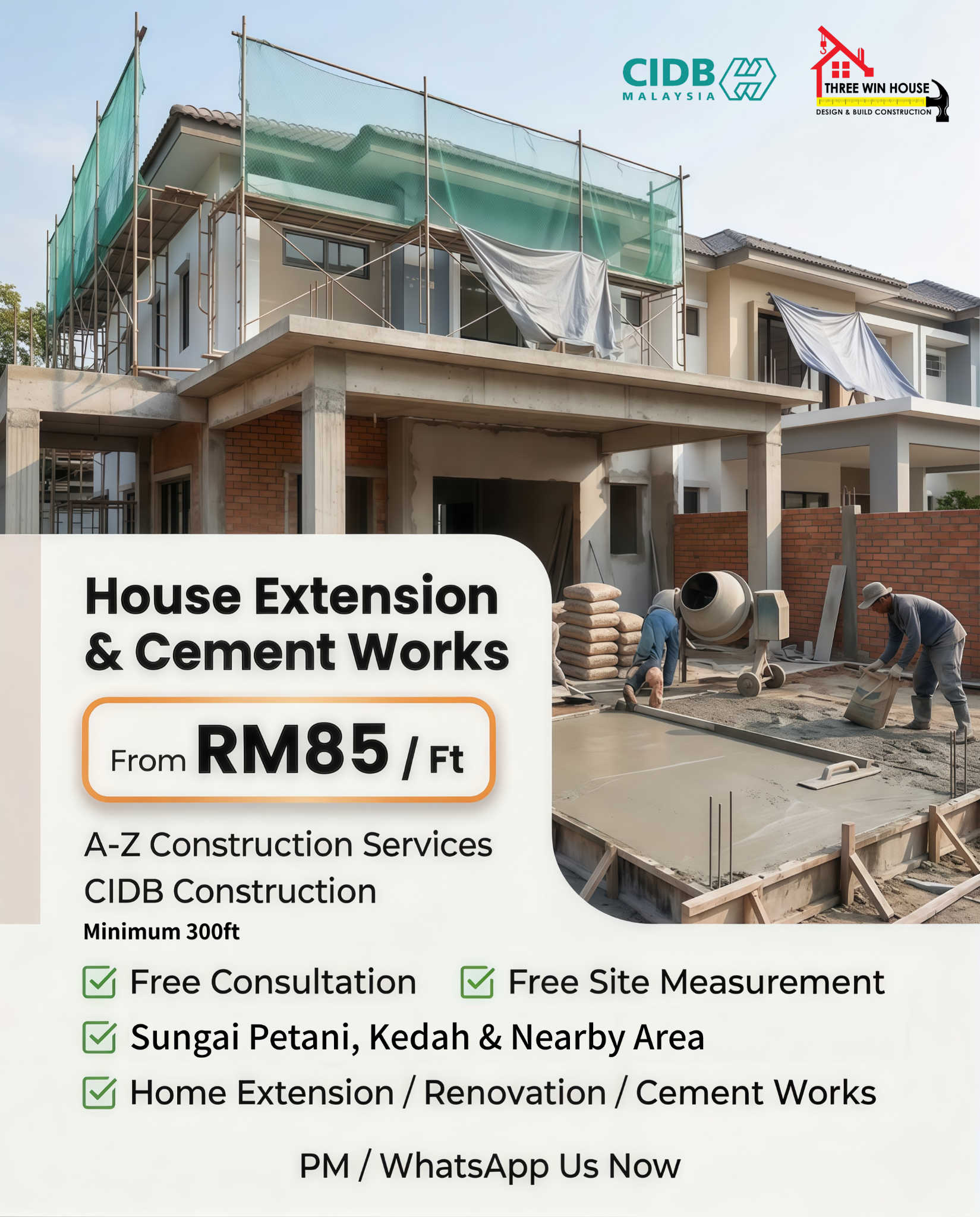Three Win House Design & Build Construction Facebook ad: A-Z One Stop Renovation