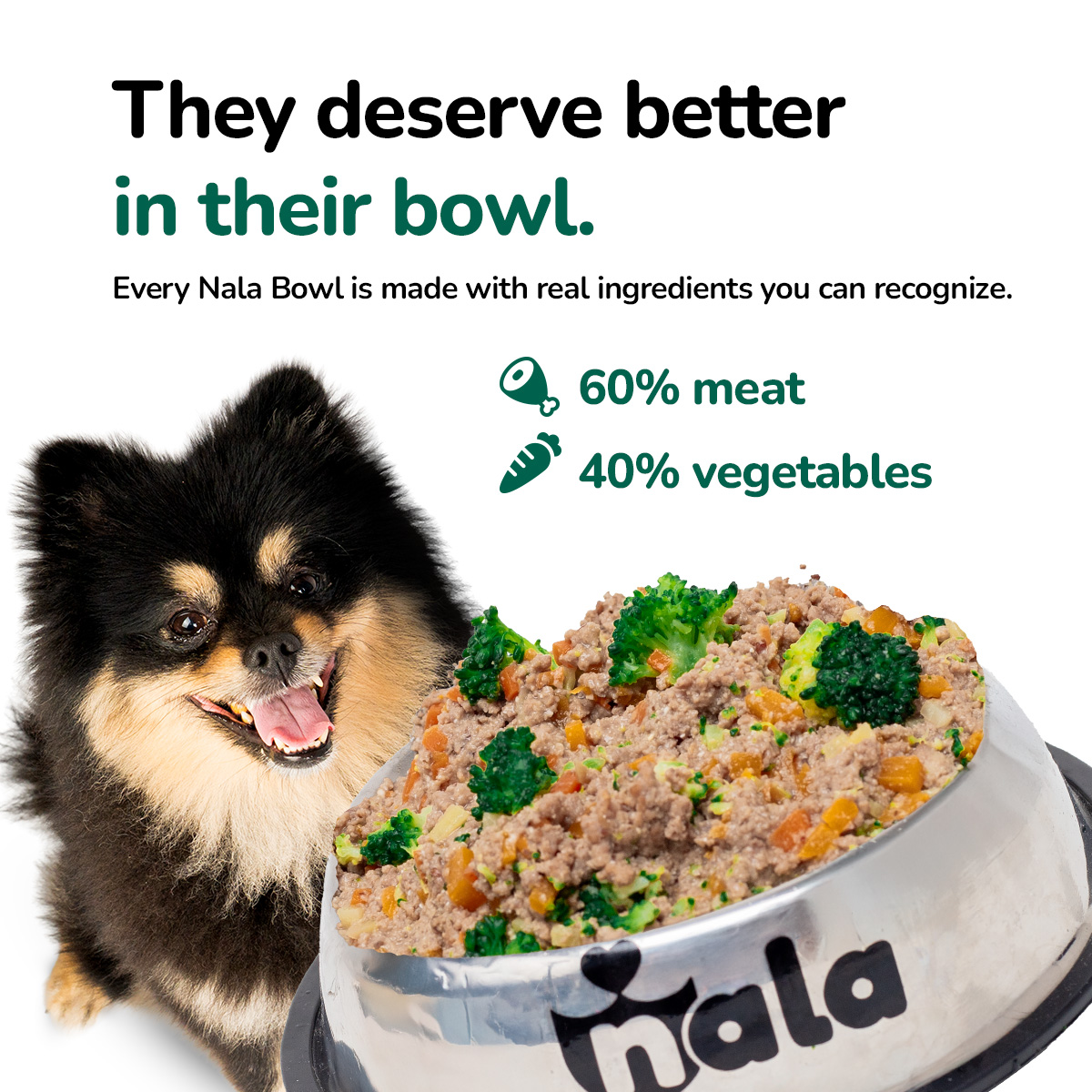 Nala Fresh Dog Food Facebook ad: Furbabies deserve better in their bowl.