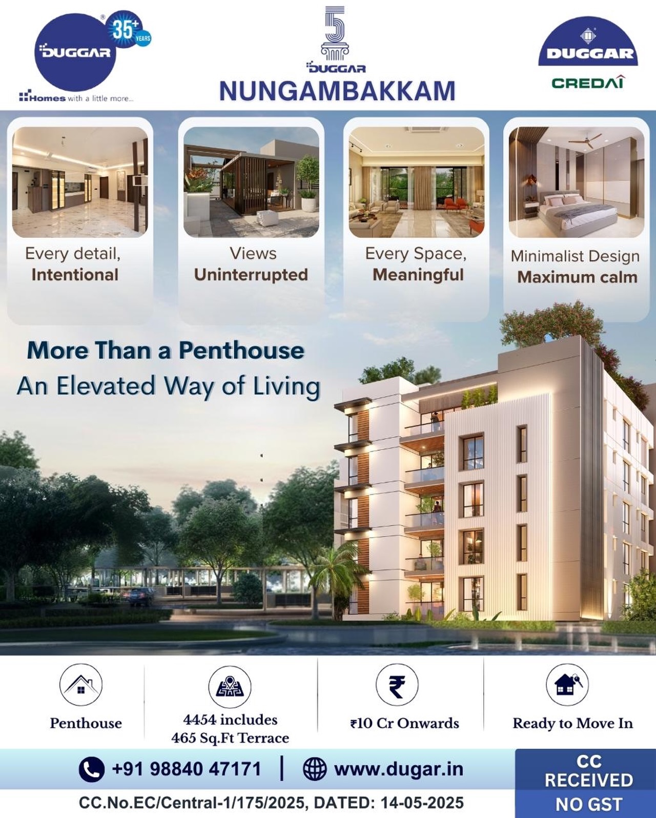 Dugar Homes Page Facebook ad: A penthouse crafted for those who prefer calm…