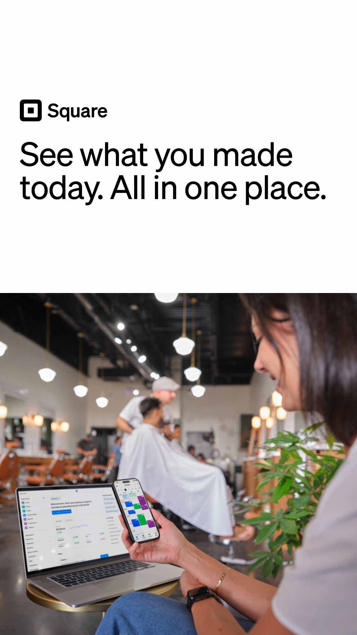 Square Facebook ad: Your bookings, your payments, your sales, one dashboard.