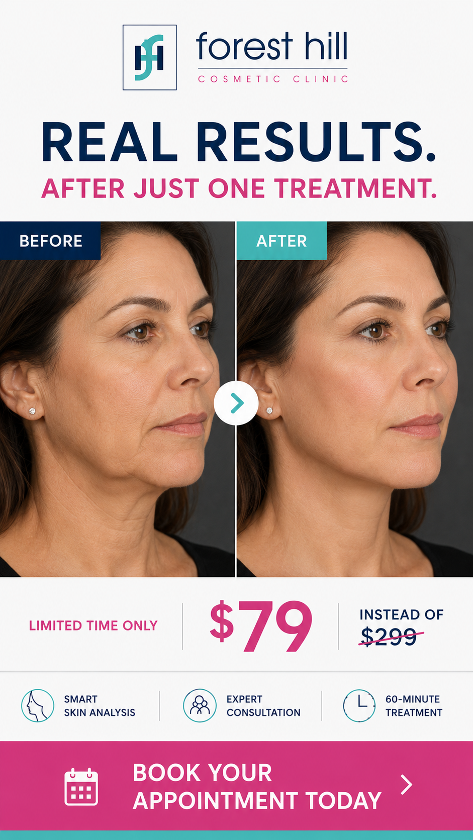 Forest Hill Cosmetic Clinic Facebook ad: Premium Facial Treatment in Toronto