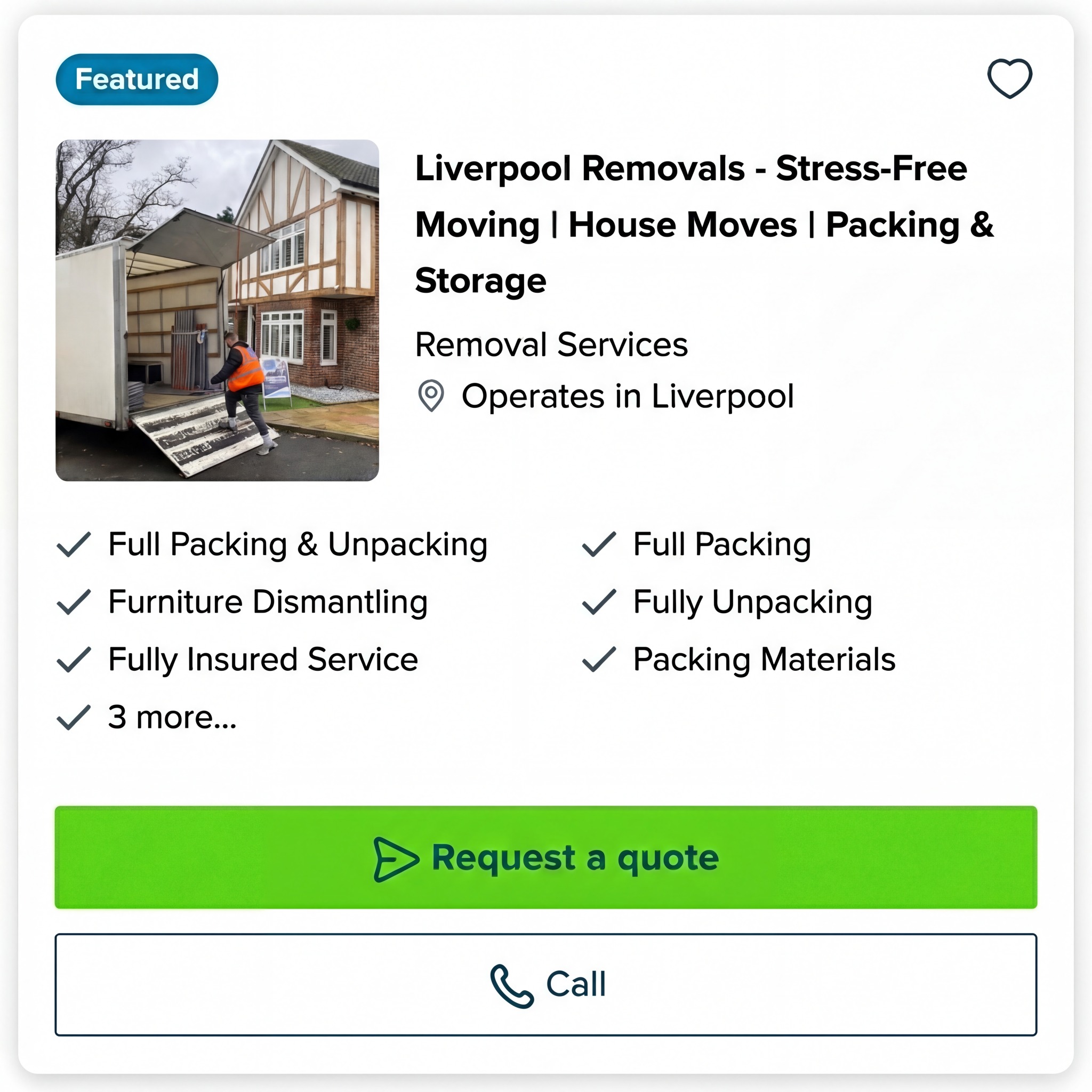 UK Removals Service - Man & Van Facebook ad: Local Liverpool Removal Service