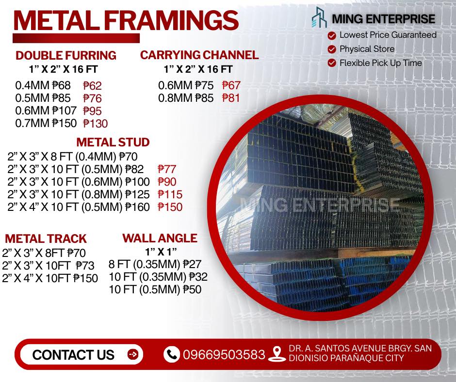 Ming Enterprise Hardware and Construction Supply Facebook ad: PLEASE CONTACT SALES: 09669503583