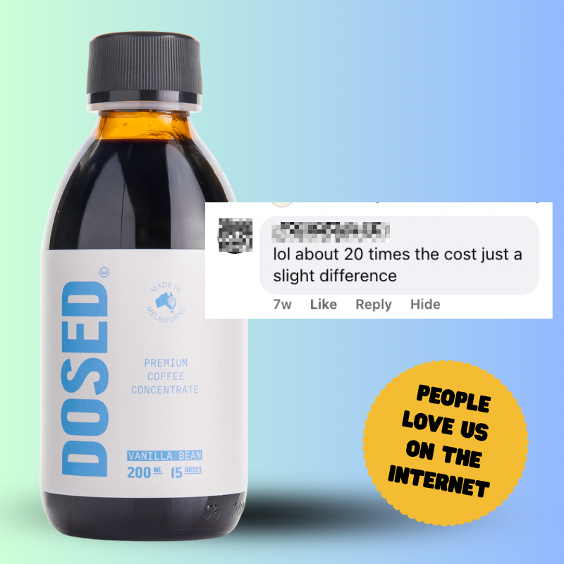 Dosed Liquid Instant Coffee Facebook ad: Opinions louder than their lattes
