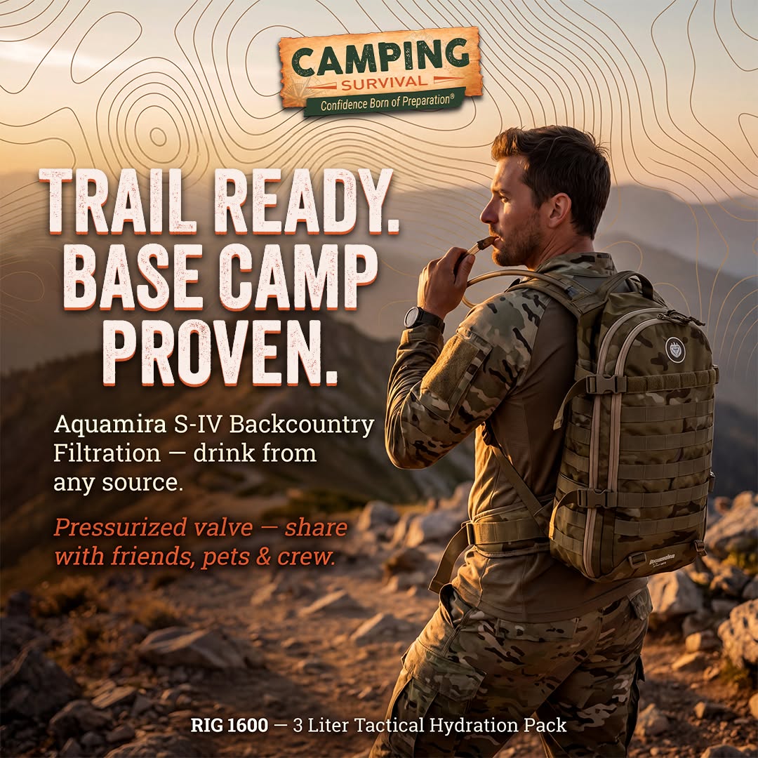 Camping Survival Facebook ad: Built-In Filtration Changes Everything