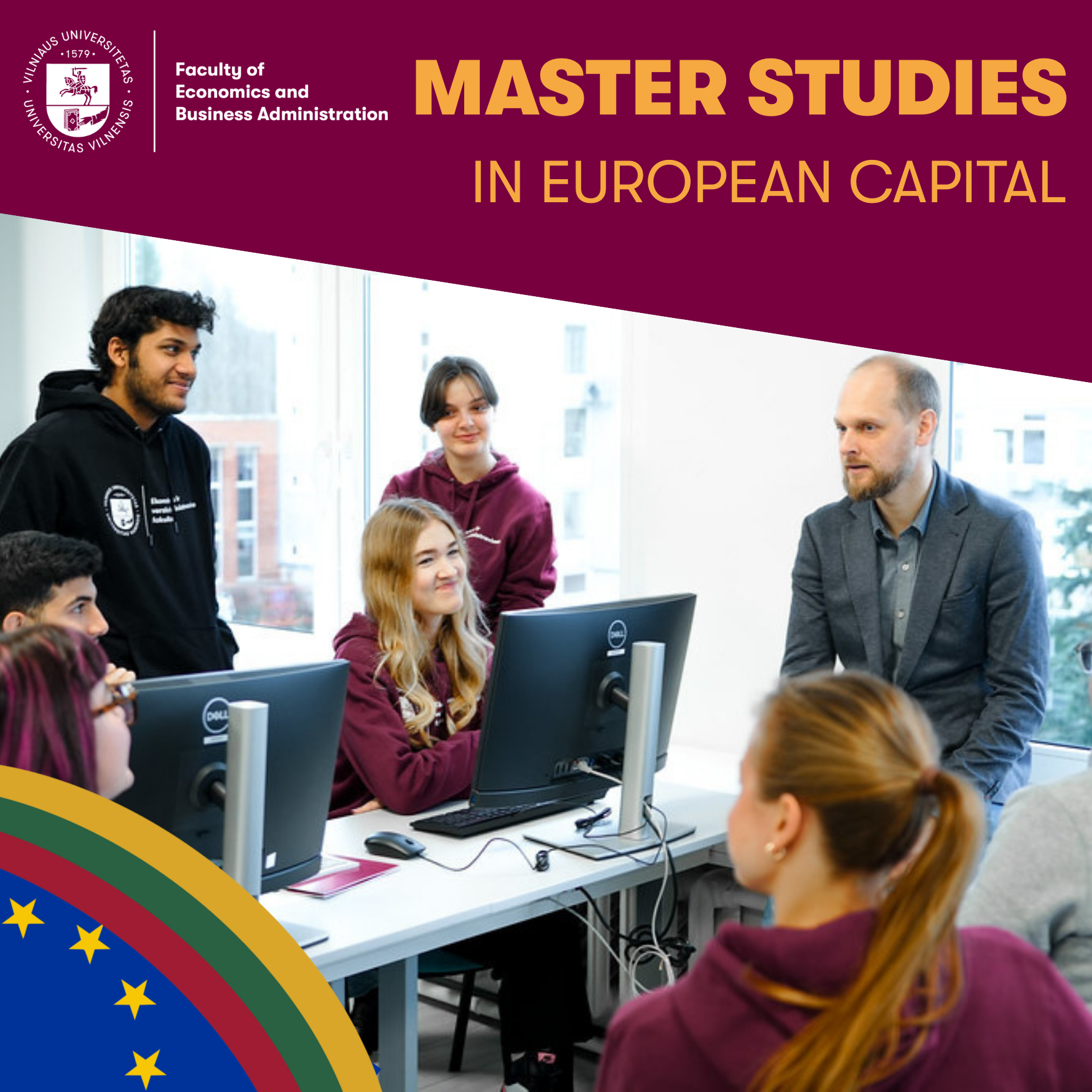 VU Ekonomikos ir verslo administravimo fakultetas Facebook ad: Choose your Master’s programme today, apply by May…