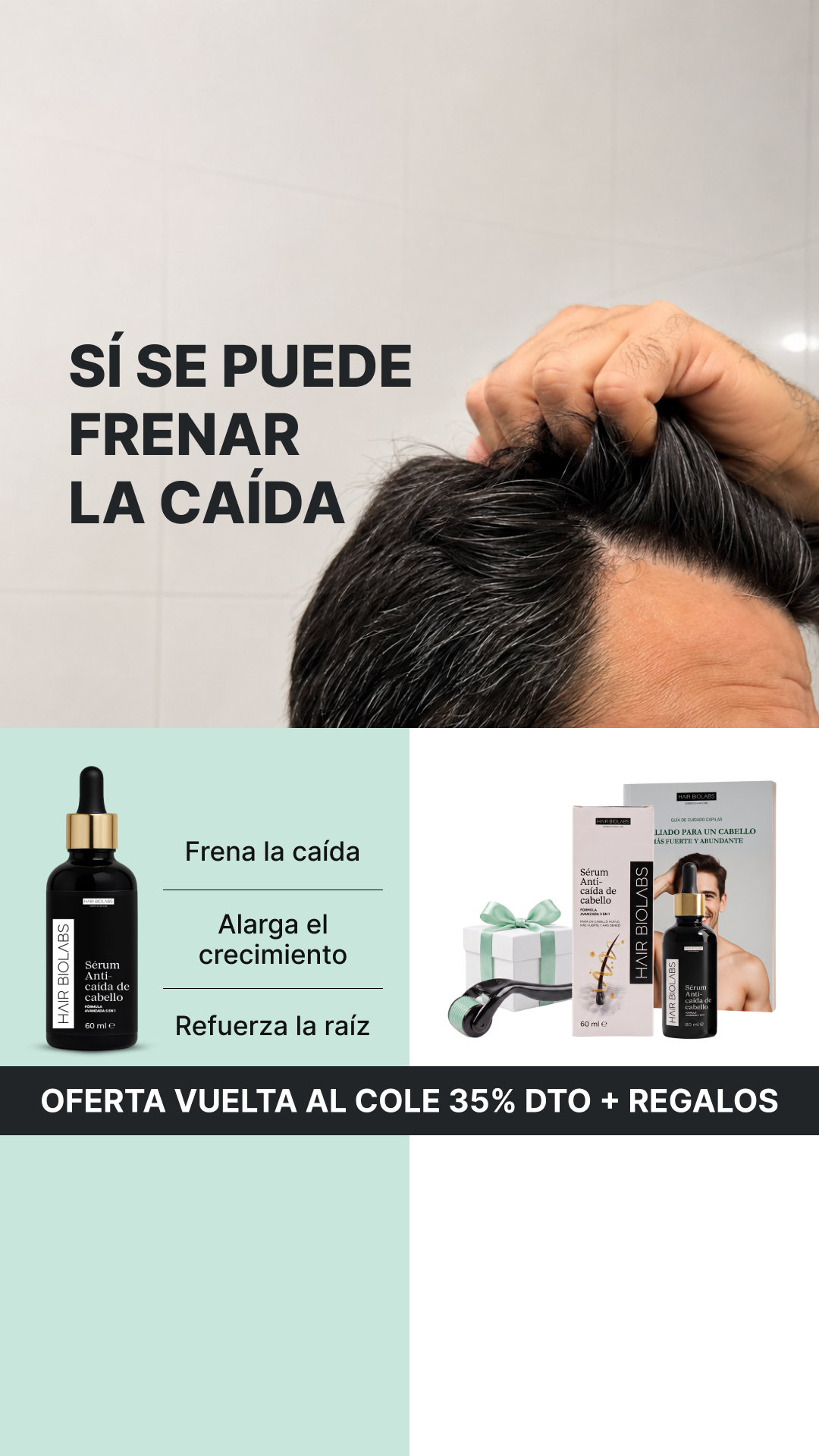 Hair Biolabs Facebook ad: Mi peluquera notó el cambio antes que yo
