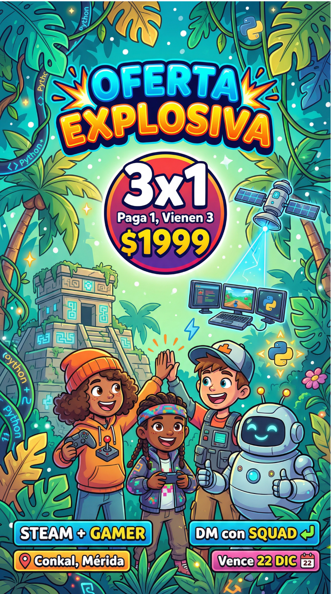 Universal One International Academy Facebook ad: Desbloquea el Trío: ¡Compra 1 lugar y trae a 2 amigos…