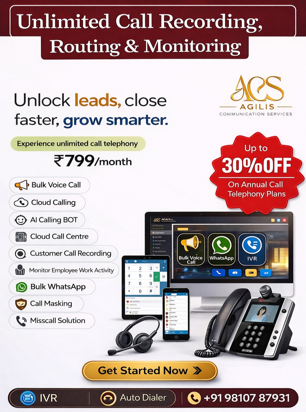 Communication service Facebook ad: Grow Your Business with Smart Cloud Telephony