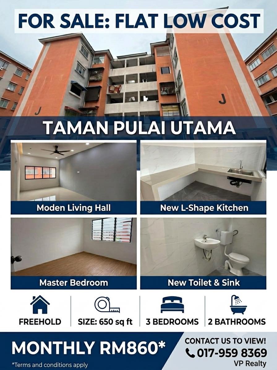 RumahMudah.my Facebook ad: FLAT TAMAN PULAI UTAMA FOR SALE!