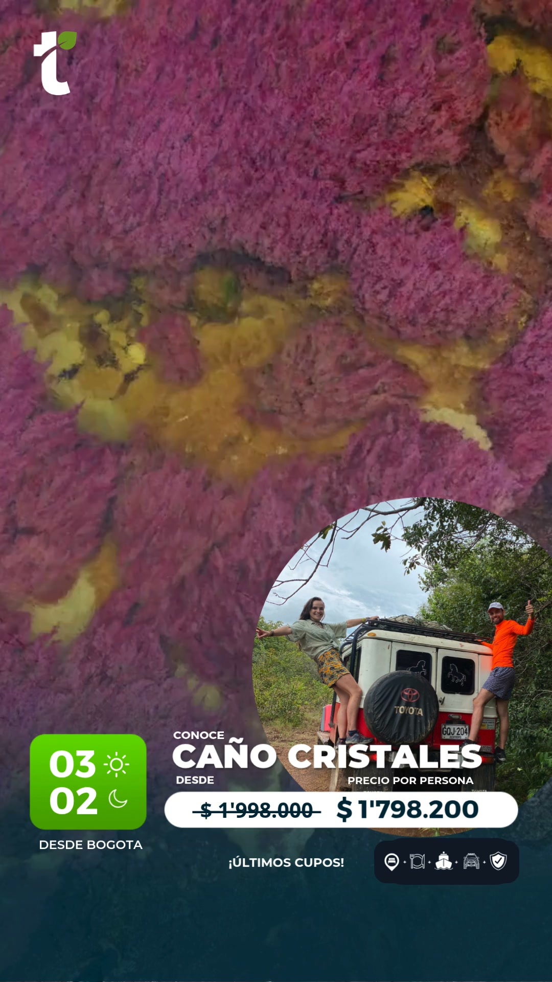 travelgreen.com.co Facebook ad: Vive Caño Cristales en 4x4