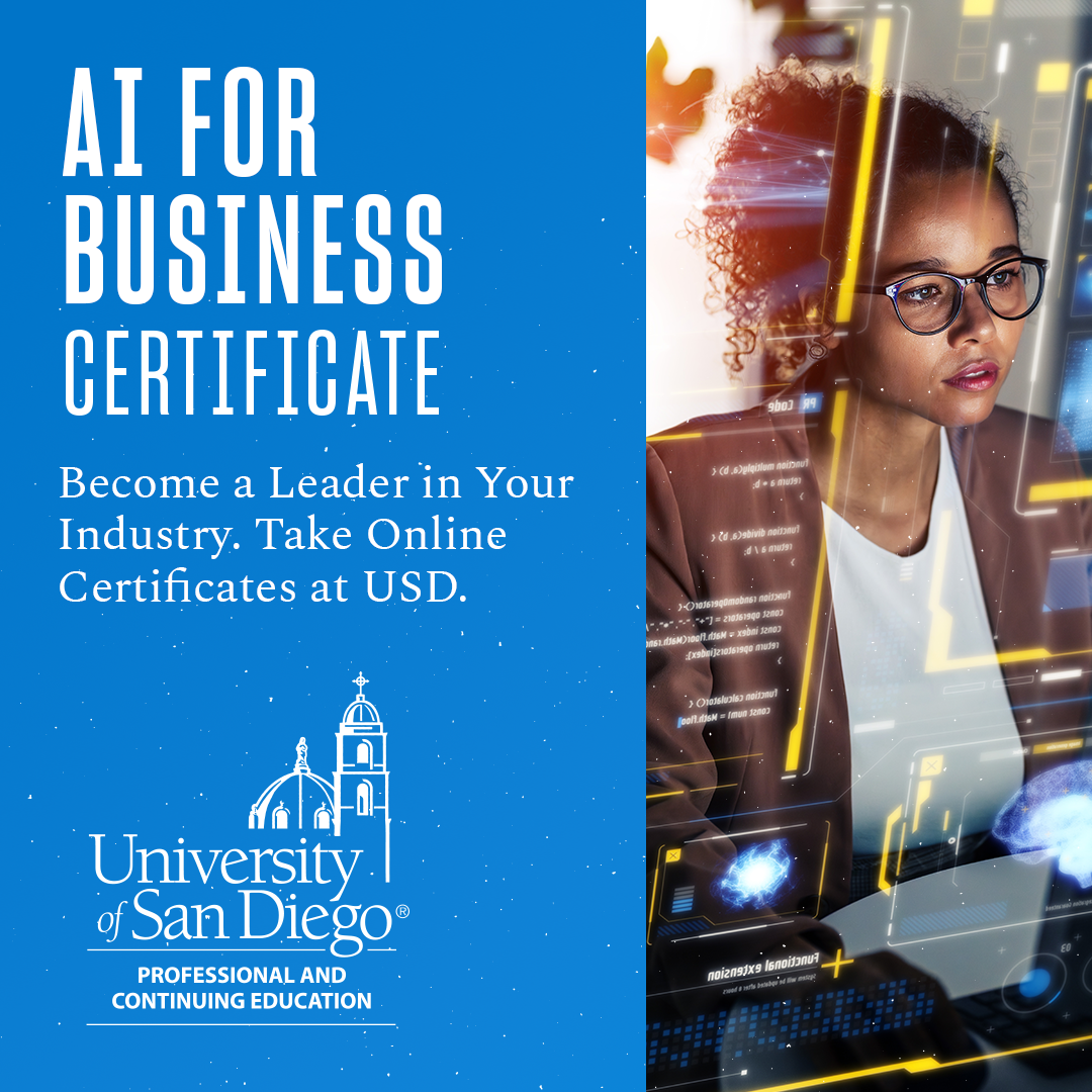 USD Professional & Continuing Education: Business Programs Facebook ad: Build new credentials, strengthen your expertise, and open…
