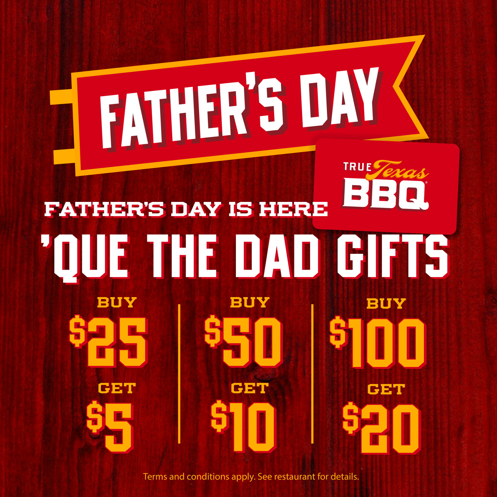 True Texas BBQ Facebook ad: Smokin' Gift Card Deals