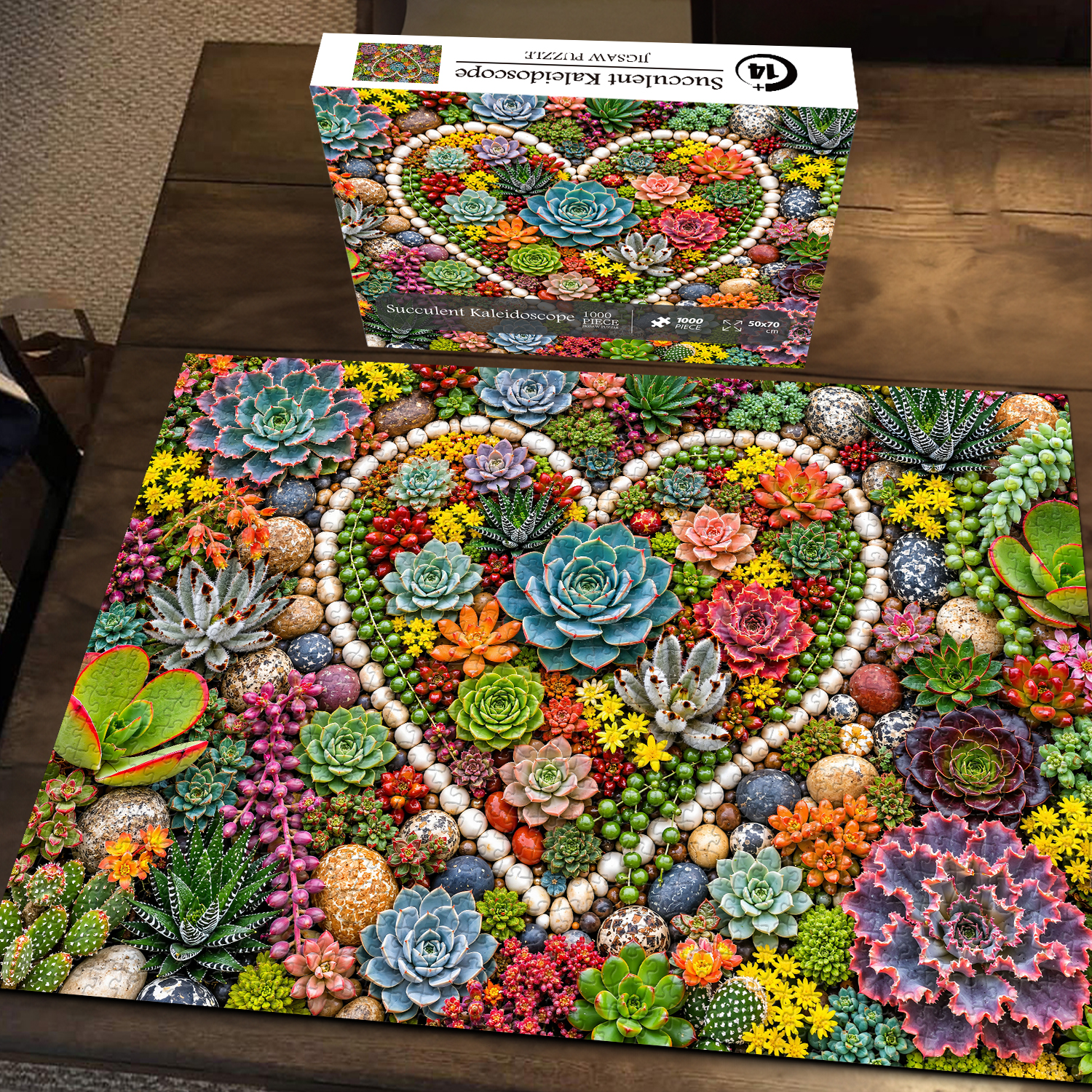 Bboldin Facebook ad: Succulent Kaleidoscope Jigsaw Puzzle 1000 Pieces