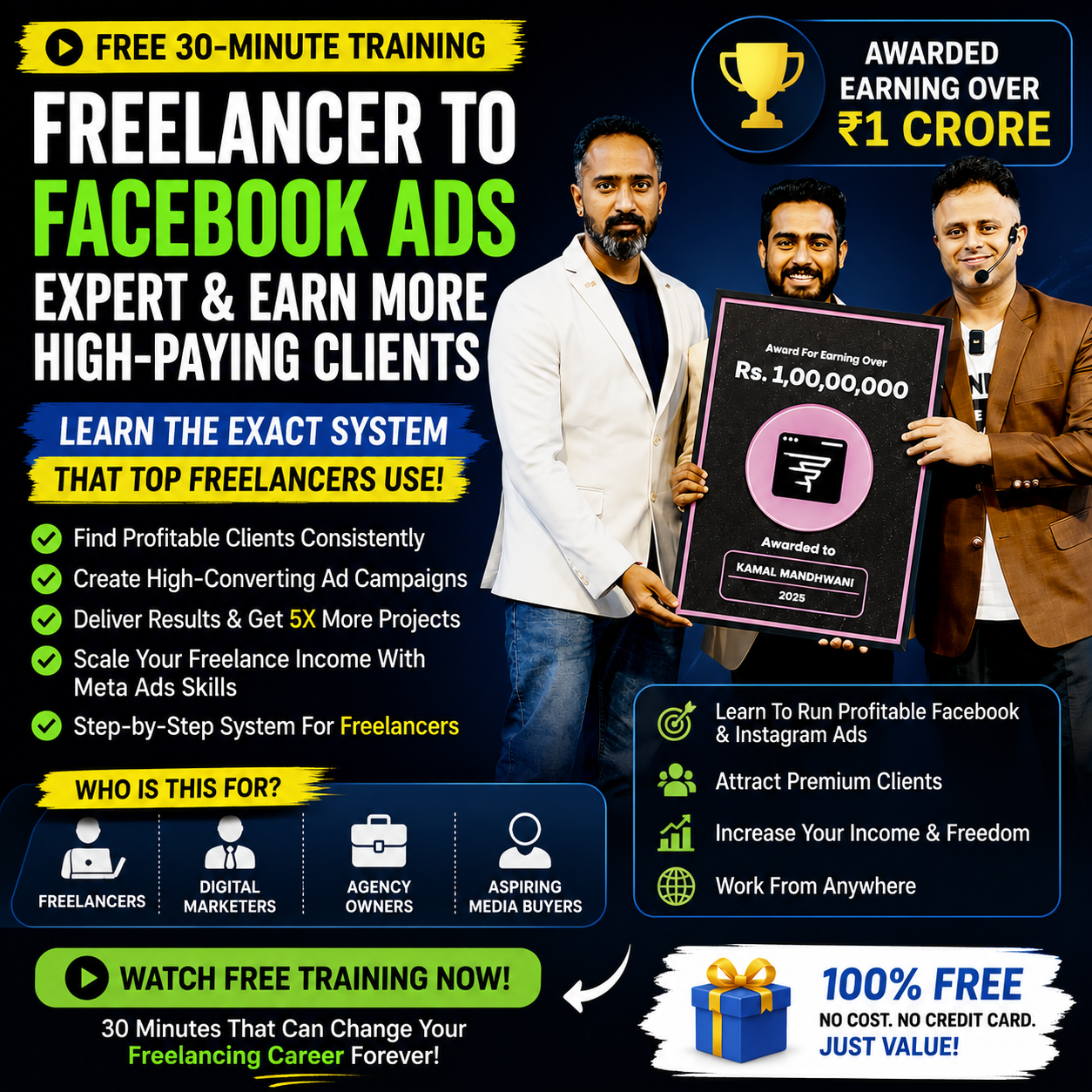 Kamal Mandhwani Facebook ad: Master Meta Ads, FREE 30-Min Training