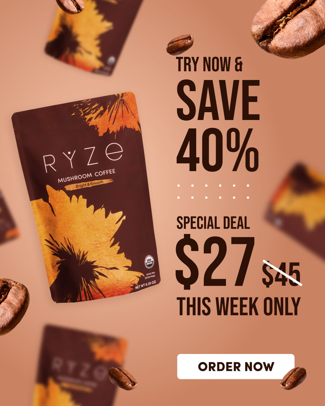 RYZE Superfoods Facebook ad