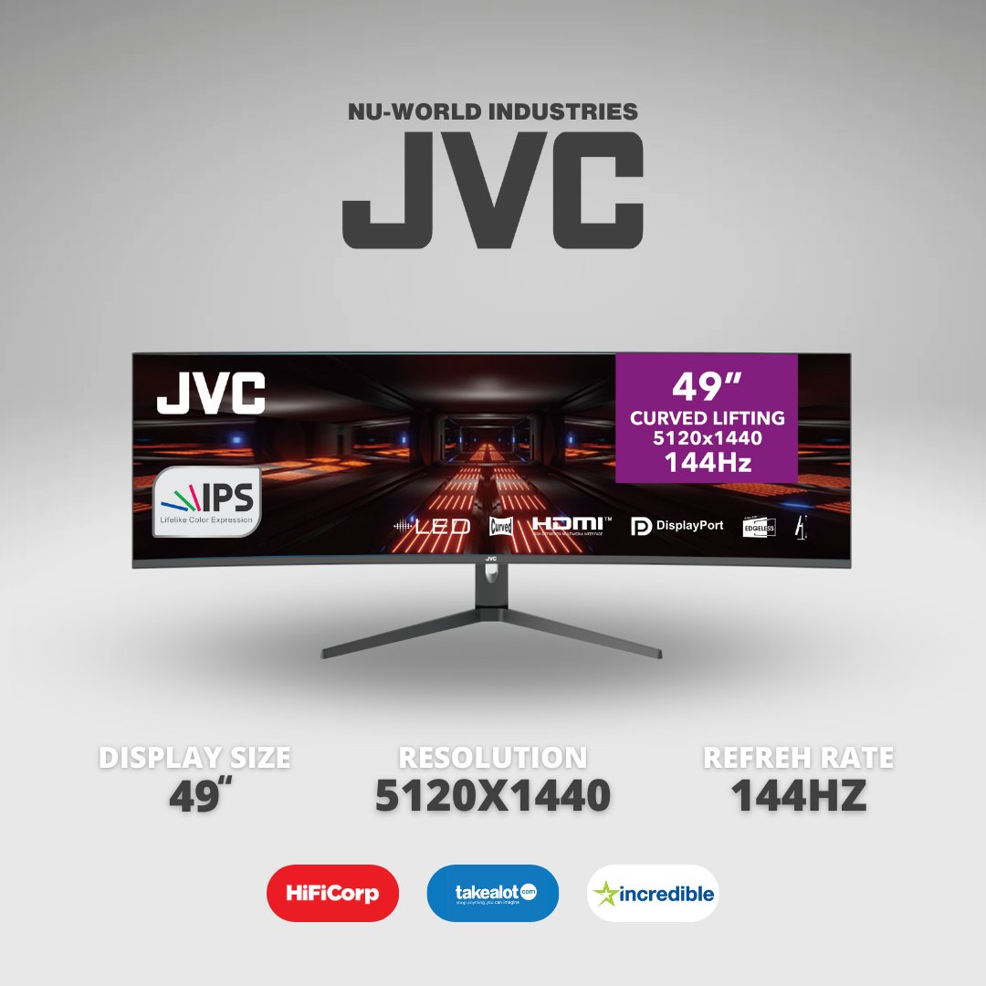 Nu-World Industries Facebook ad: Experience ultra-wide immersion with the JVC 49 Curved…