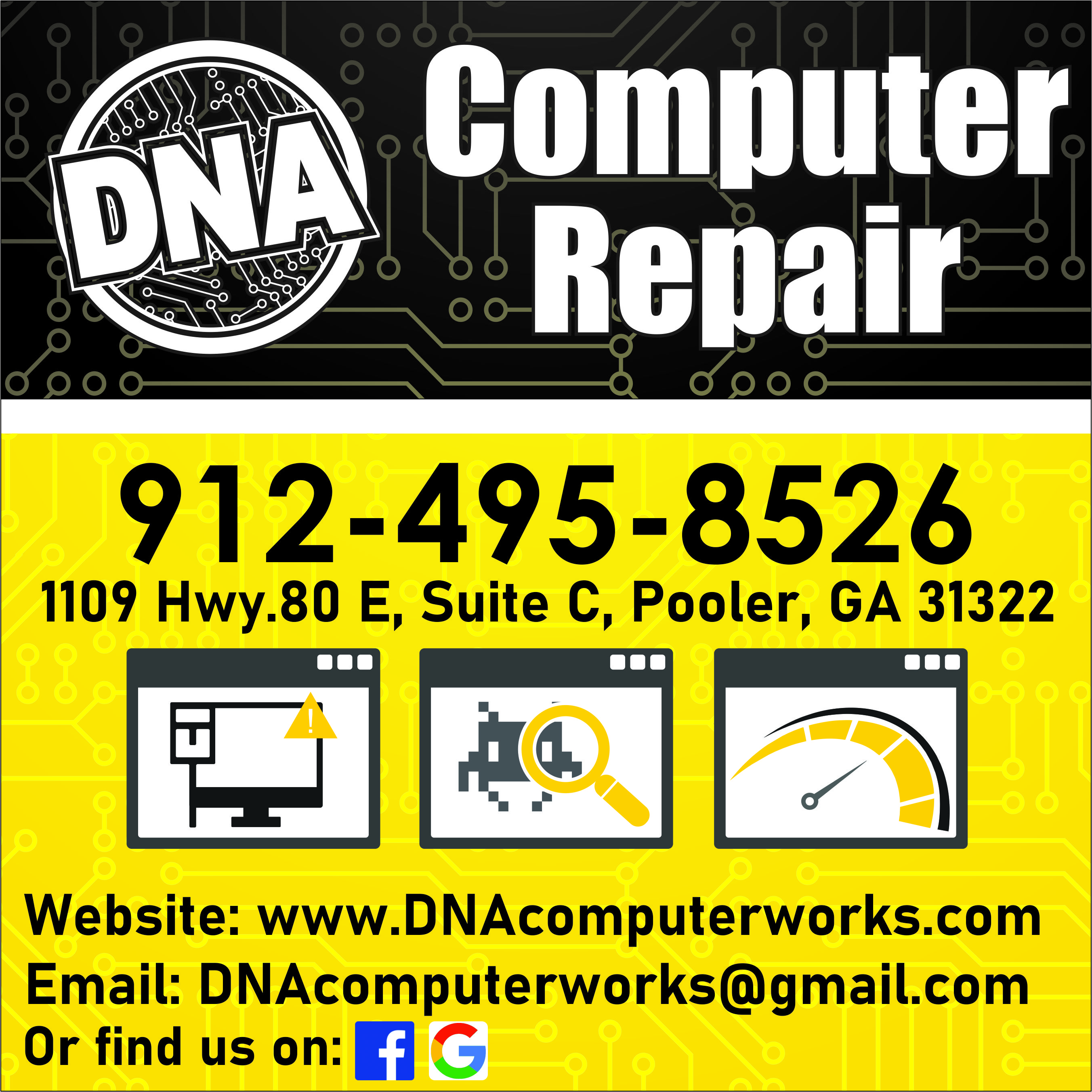 DNA Computerworks Facebook ad: Computer Repair in Pooler