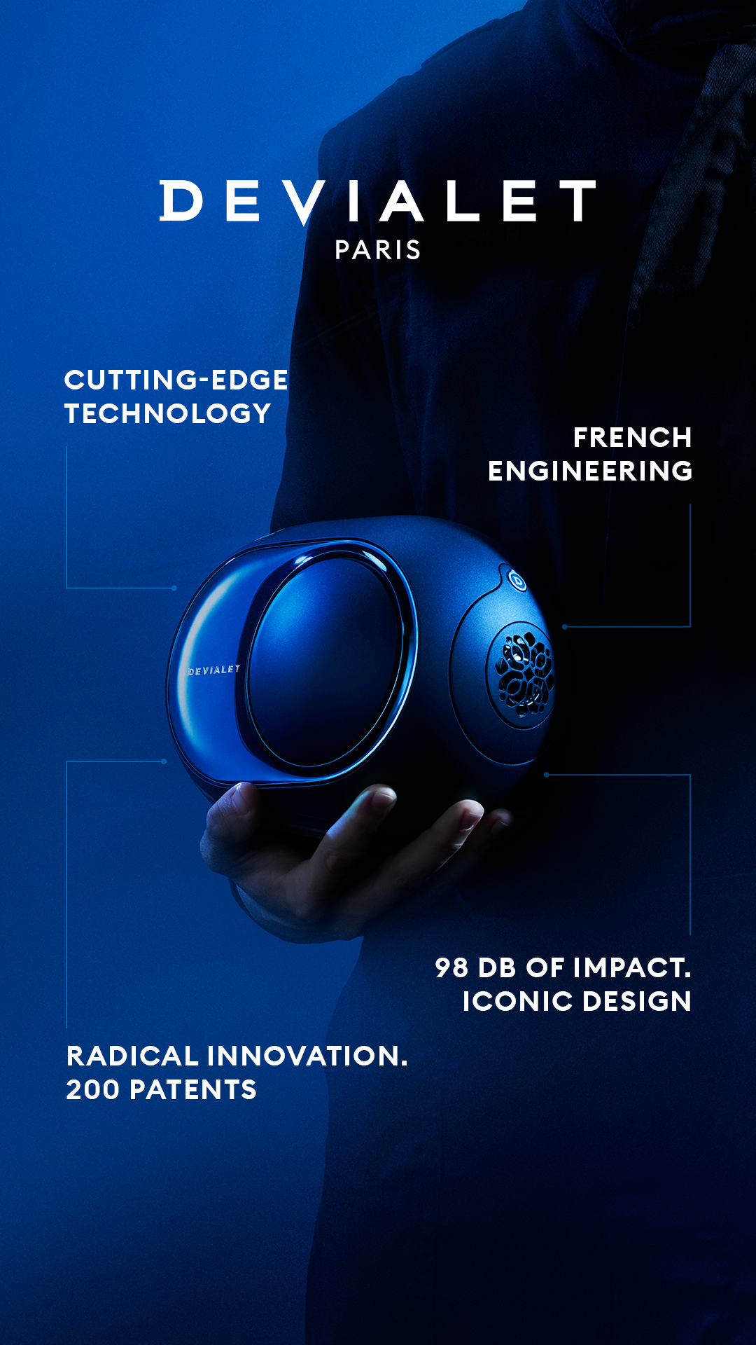 Devialet Facebook ad: Audio Excellence. French Engineering.