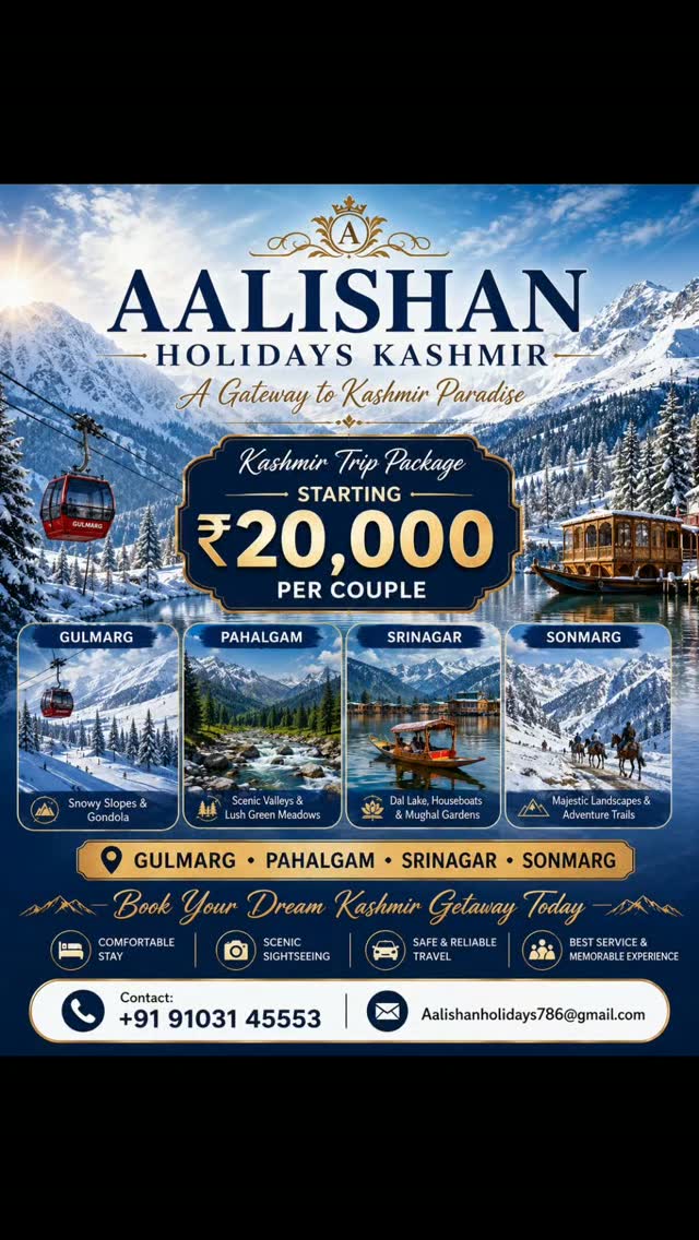 Aalishan holidays Facebook ad: Kashmir Trip Starting from ₹20,000/- Per Couple