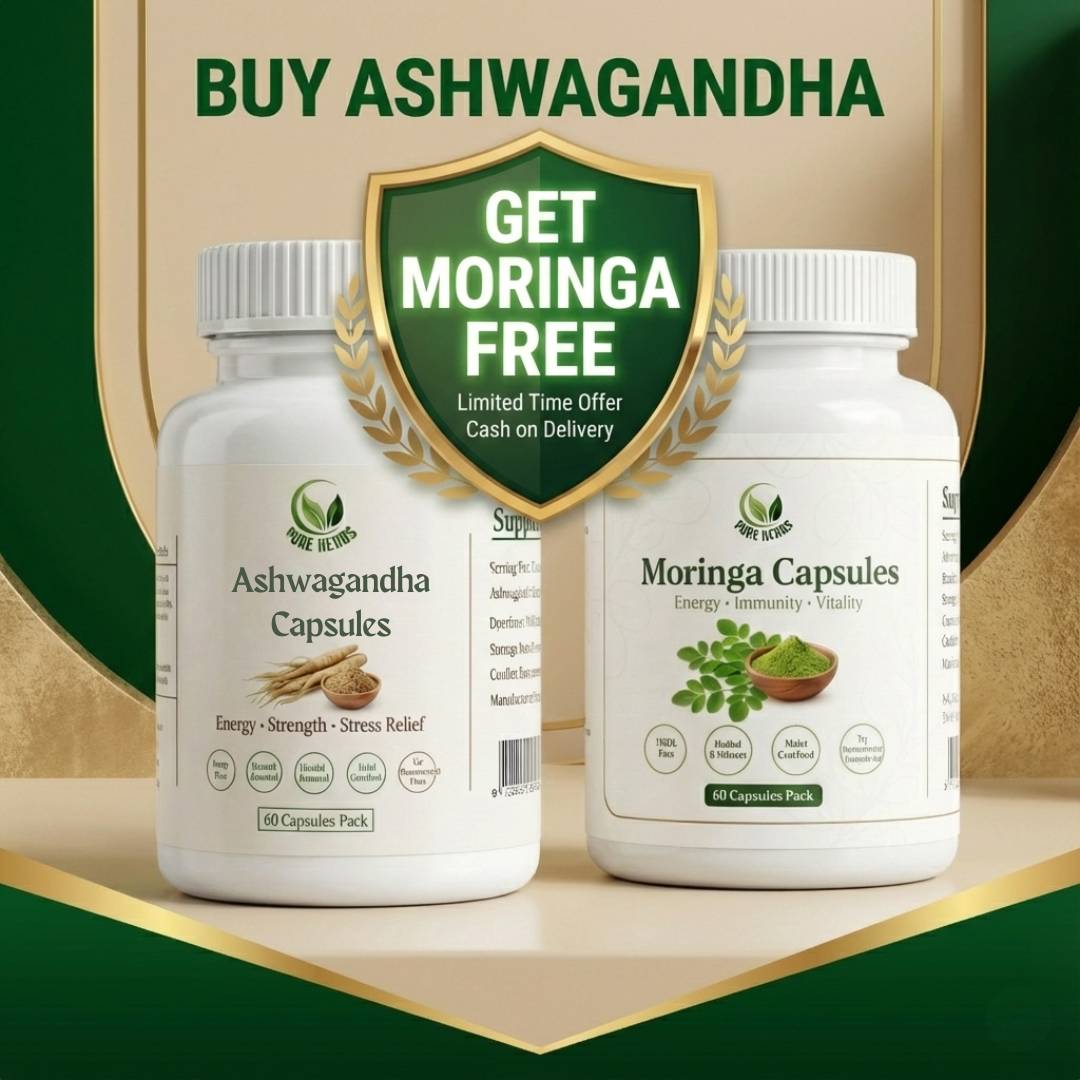 Pure Herbs Facebook ad: Buy Ashwagandha, Get Moringa FREE