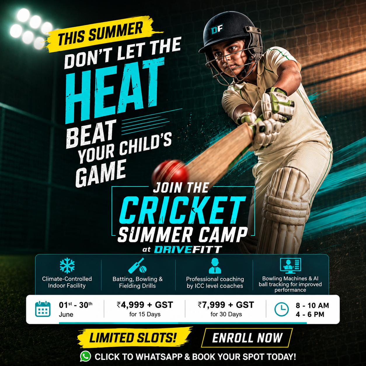 Drivefitt Facebook ad: Join Cricket Summer Camp