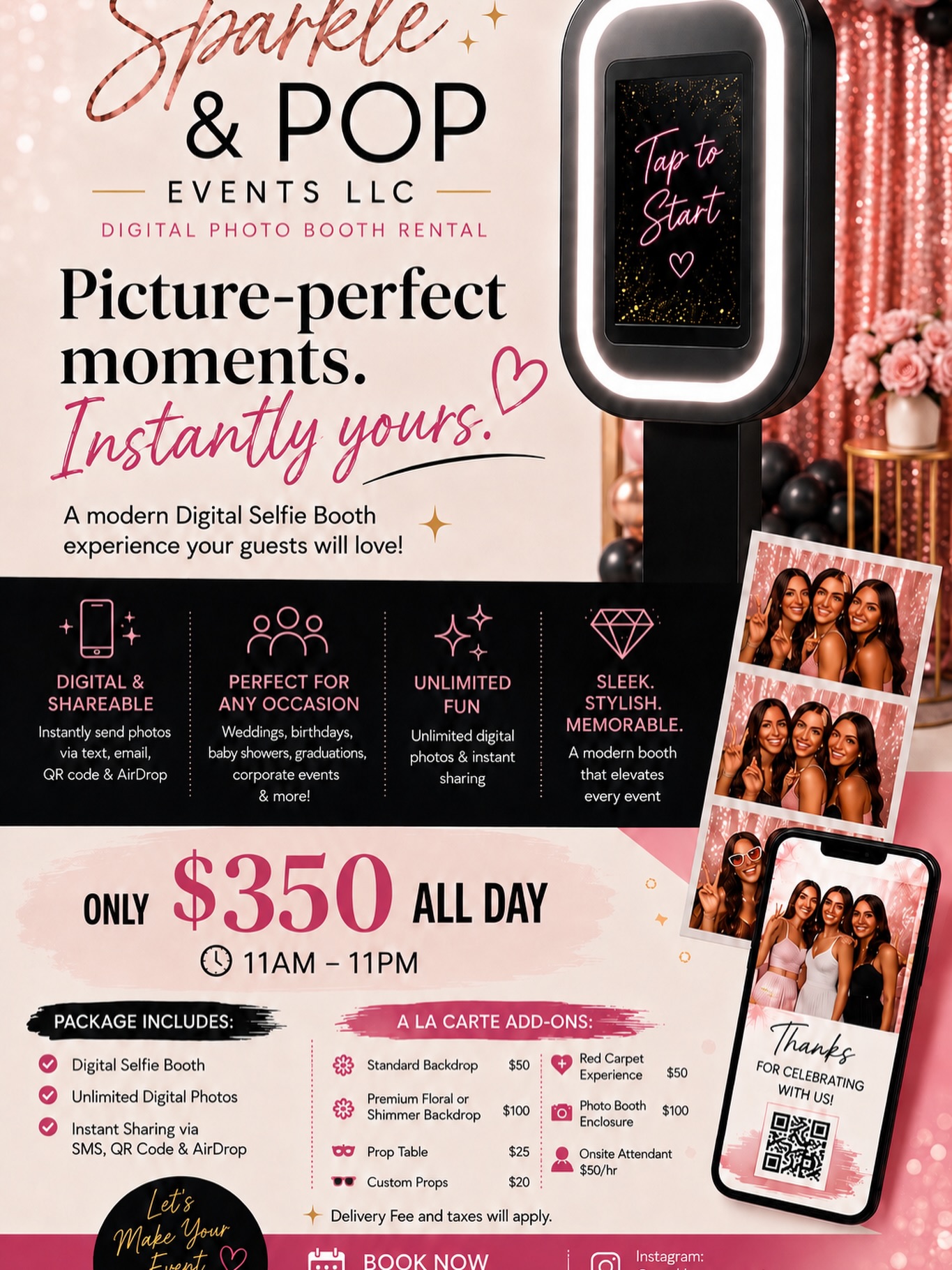 Sparkle and Pop Events LLC Facebook ad: Make your next celebration unforgettable with the Sparkle…