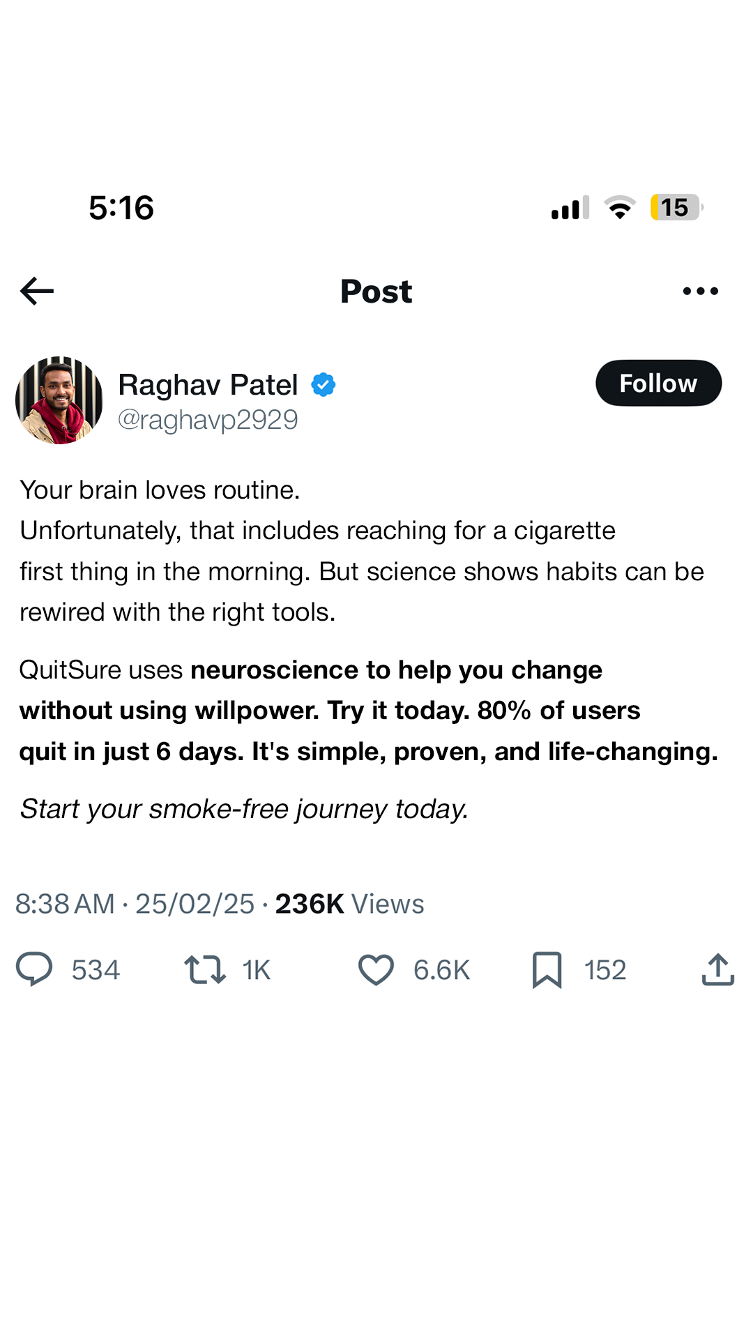 QuitSure - Quit Smoking Smartly Facebook ad