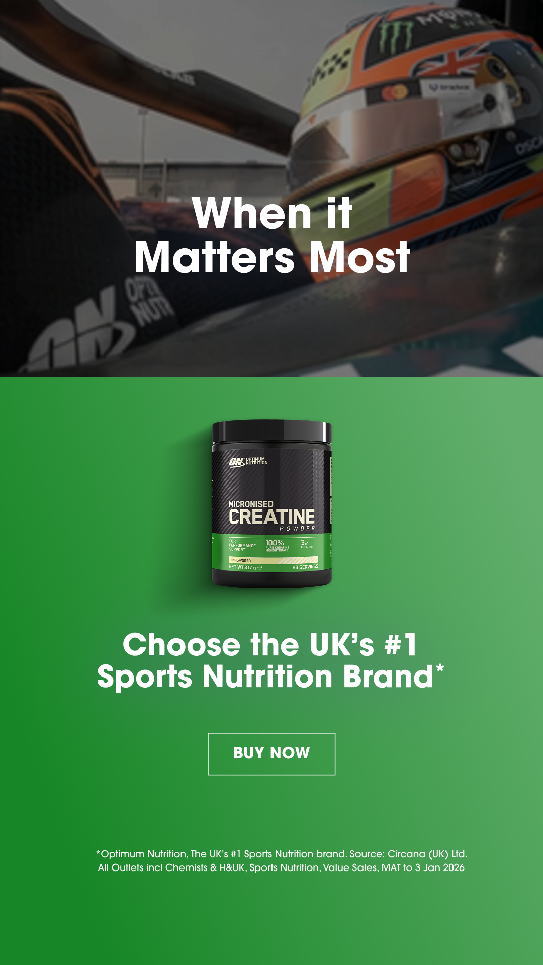 Optimum Nutrition Facebook ad from Jun 30, 2026