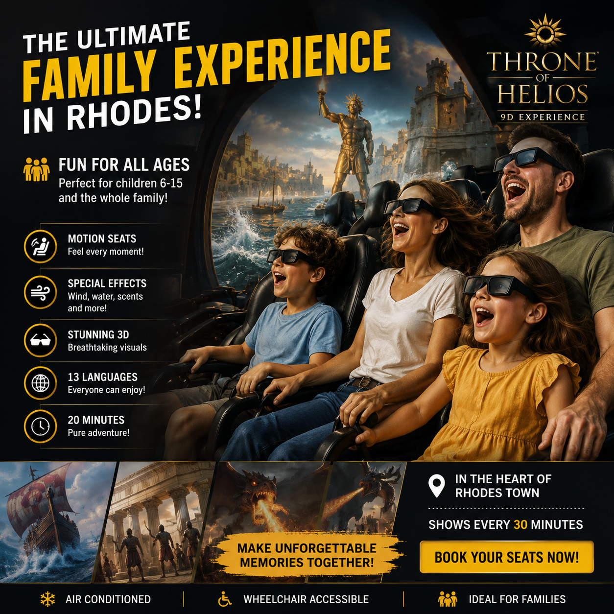 THRONE OF HELIOS Facebook ad: Looking for the perfect family activity in Rhodes?