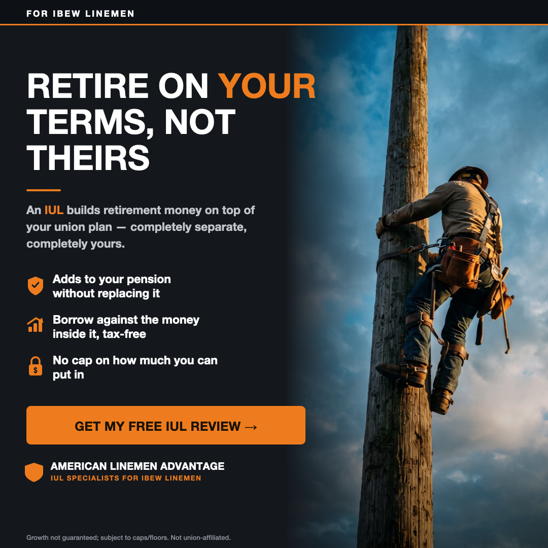 American Lineman Advantage Facebook ad: FREE Lineman IUL Illustration