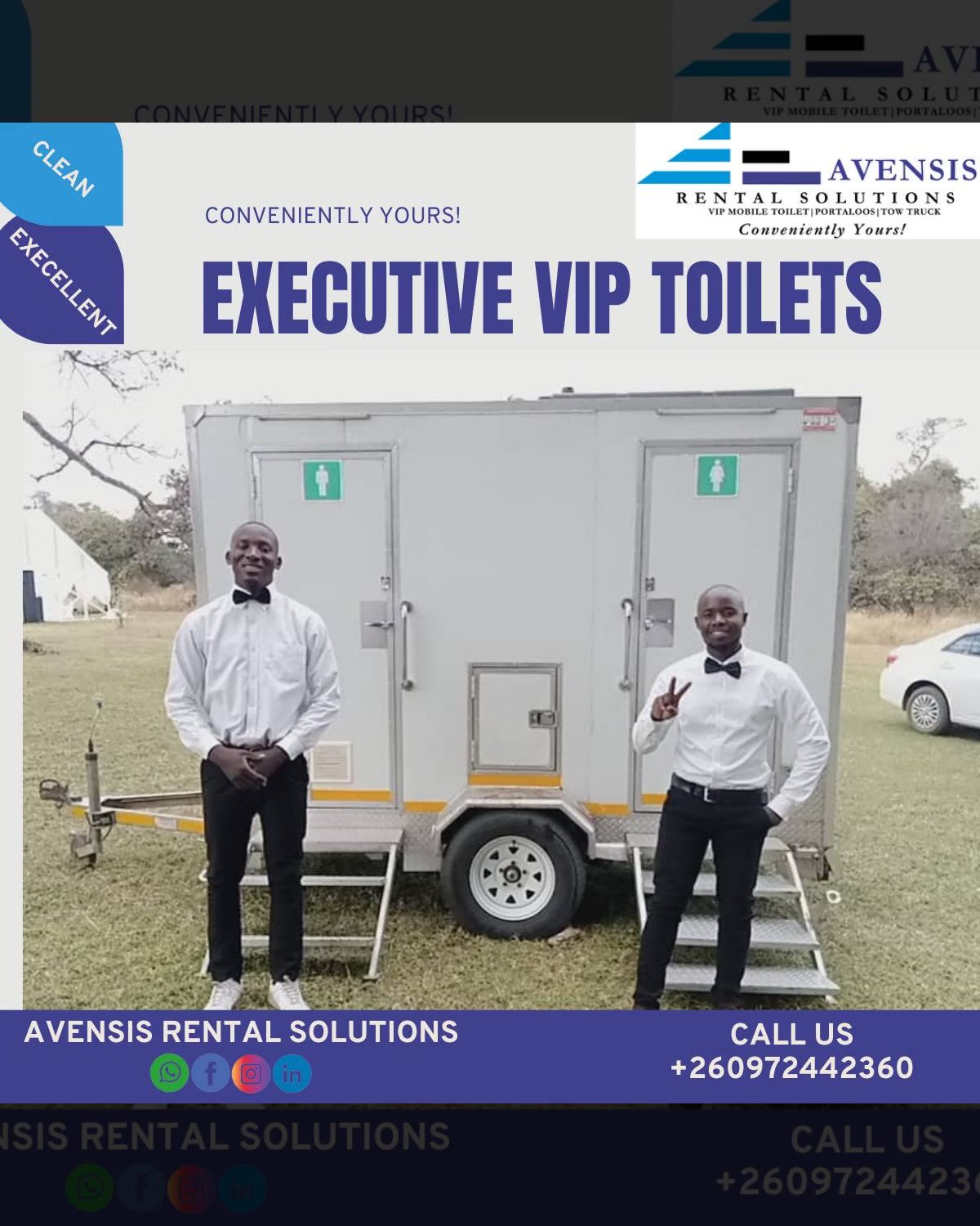 Avensis Rental Solutions Facebook ad: VIP Toilets with a Classic touch to go…