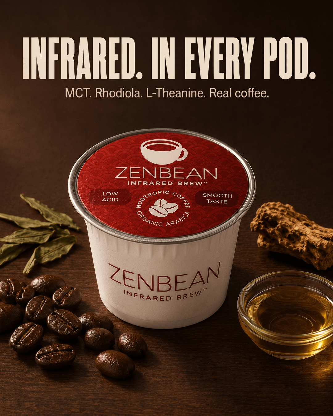 ZenBean Coffee + Events Facebook ad: The first functional K-Cup.