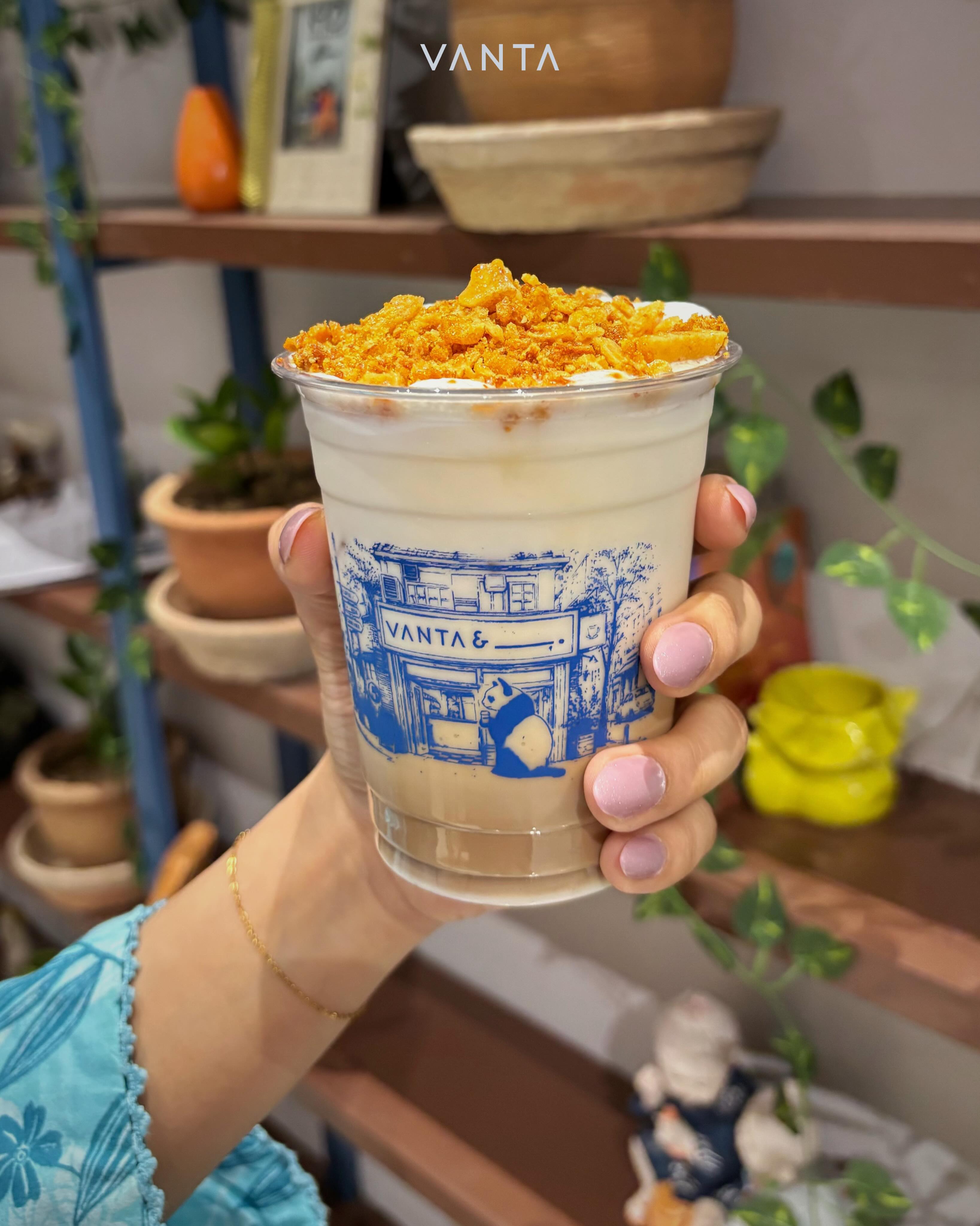Vanta Coffee Facebook ad: Our Honeycomb Spanish Latte starts with rich espresso…