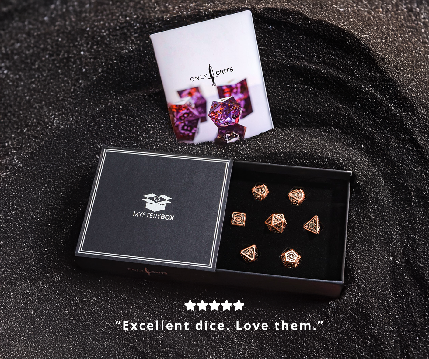Only Crits Facebook ad: Mystery Dice Box