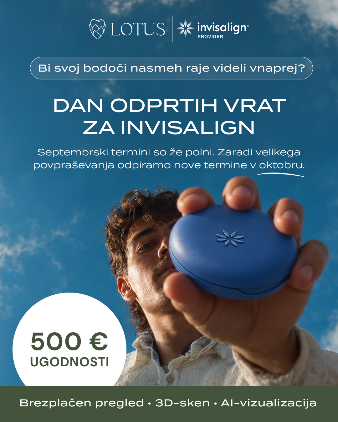 Lotus dentalni center Facebook ad: Odpiramo nove termine v oktobru