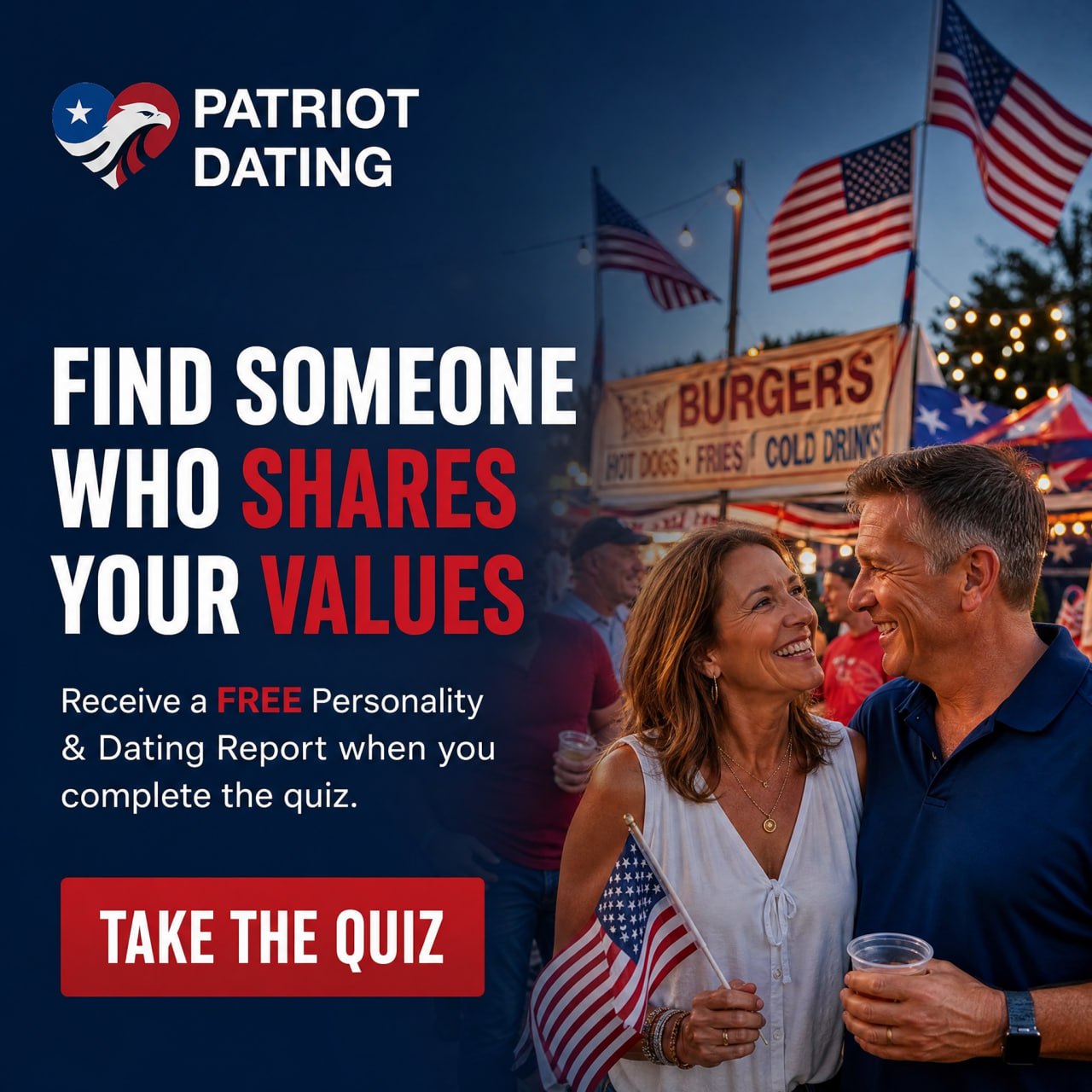 Patriot Merch Facebook ad: Take the FREE Patriot Dating Quiz