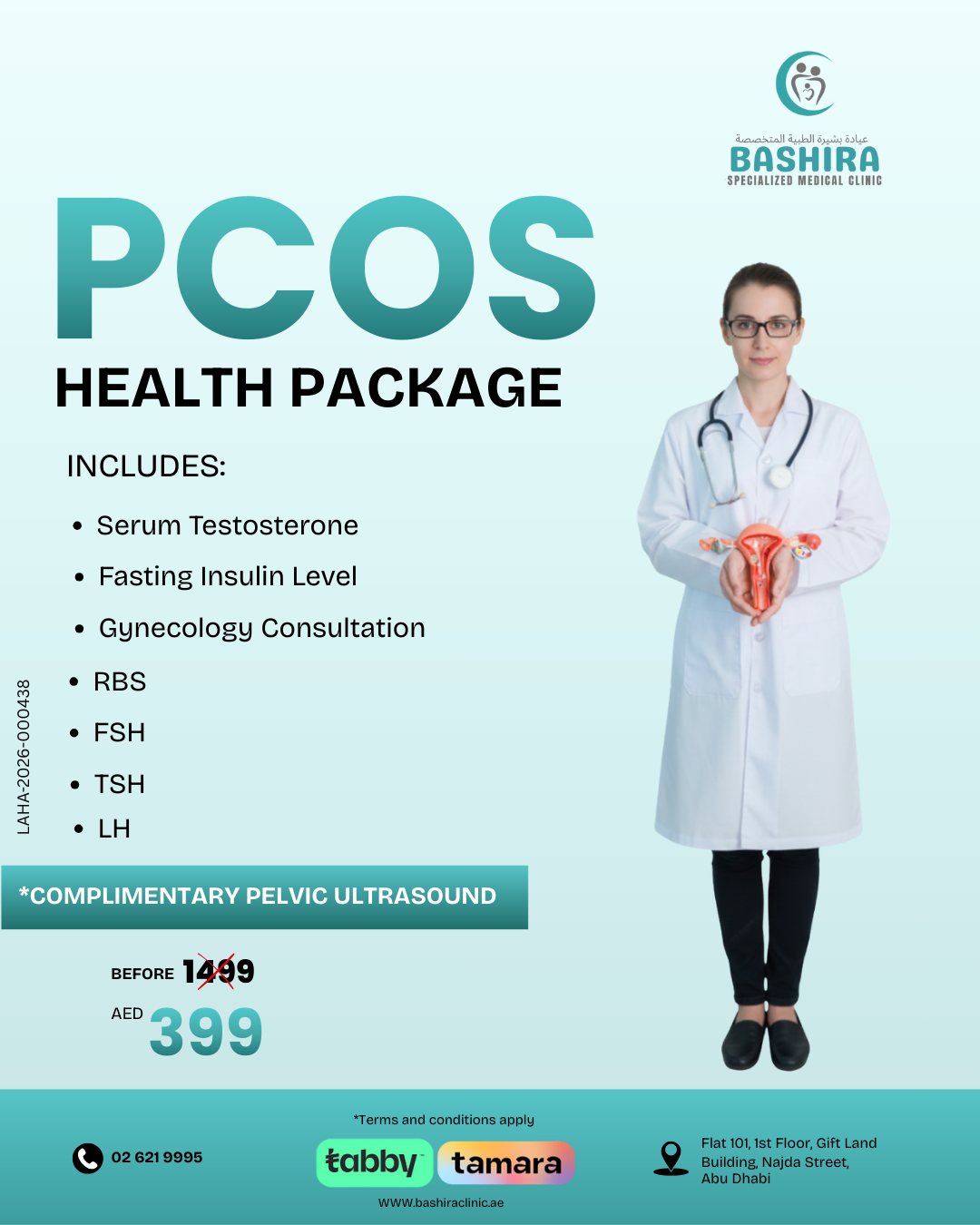 Bashira Specialized Medical Clinic Facebook ad: Taking control of your hormonal health shouldn't be…