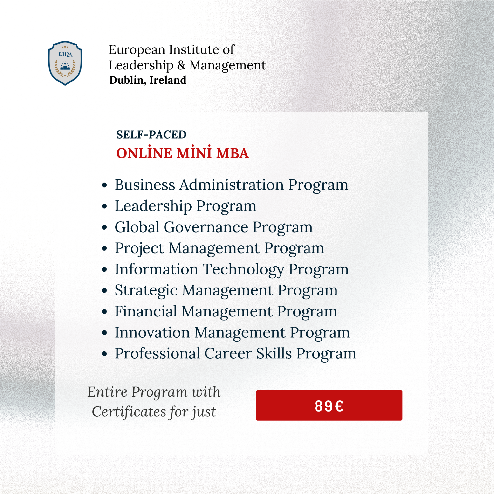 European Institute of Leadership & Management Facebook ad