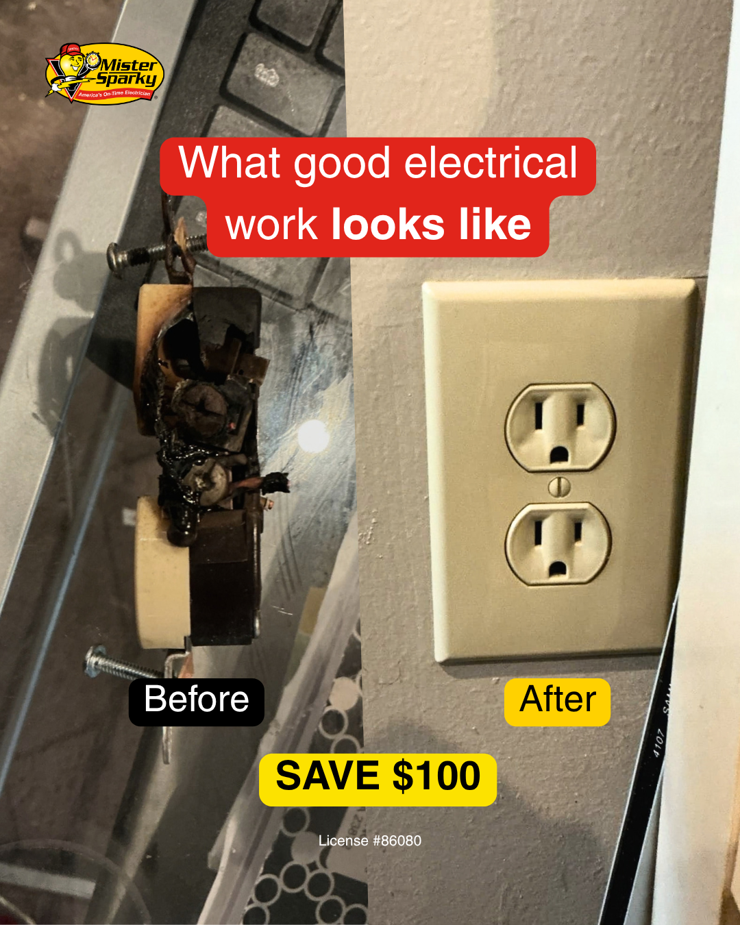 Mister Sparky of Memphis Facebook ad: What Good Electrical Work Looks Like
