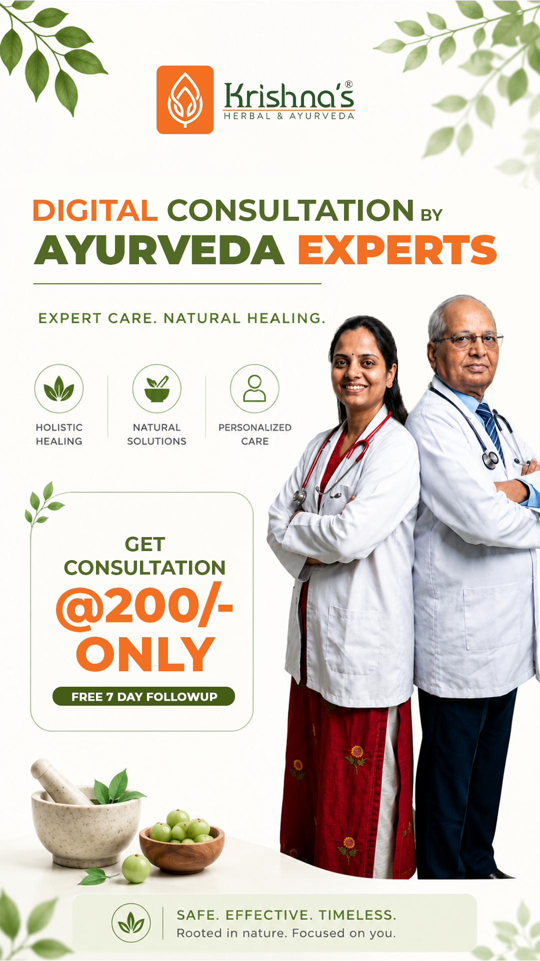 Krishna's Herbal & Ayurveda Facebook ad: Consult Ayurvedic Experts Today
