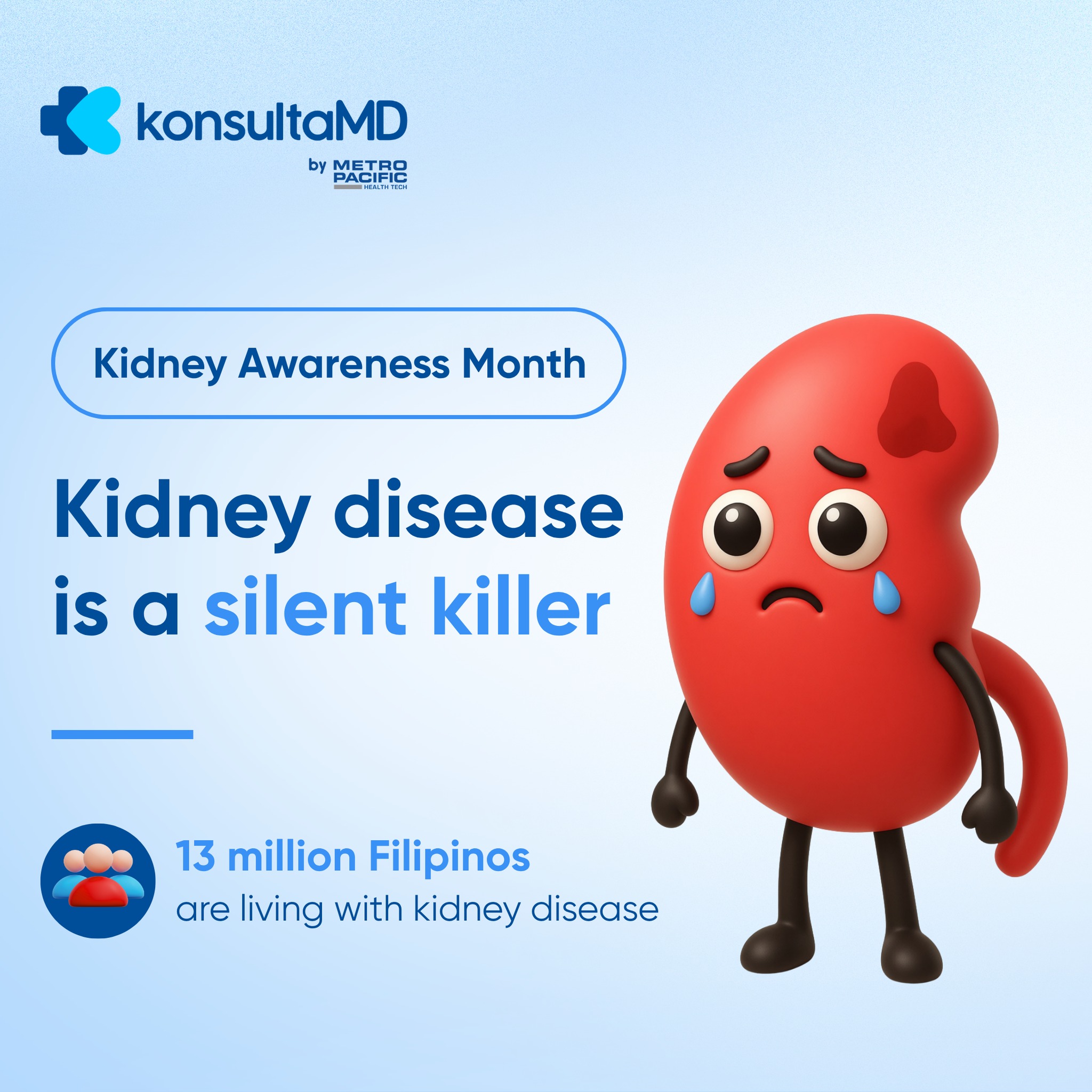 KonsultaMD Facebook ad: Your kidneys work quietly behind the scenes every…