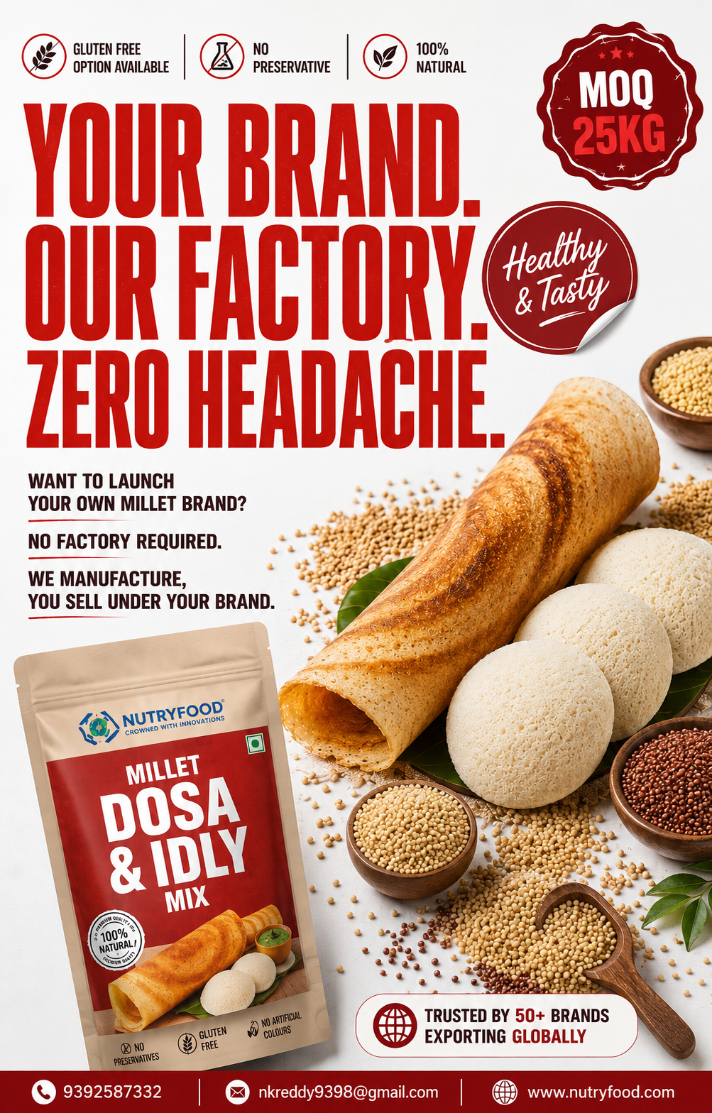 NutryFood Facebook ad: No Factory Required, We Manufacture, You Sell
