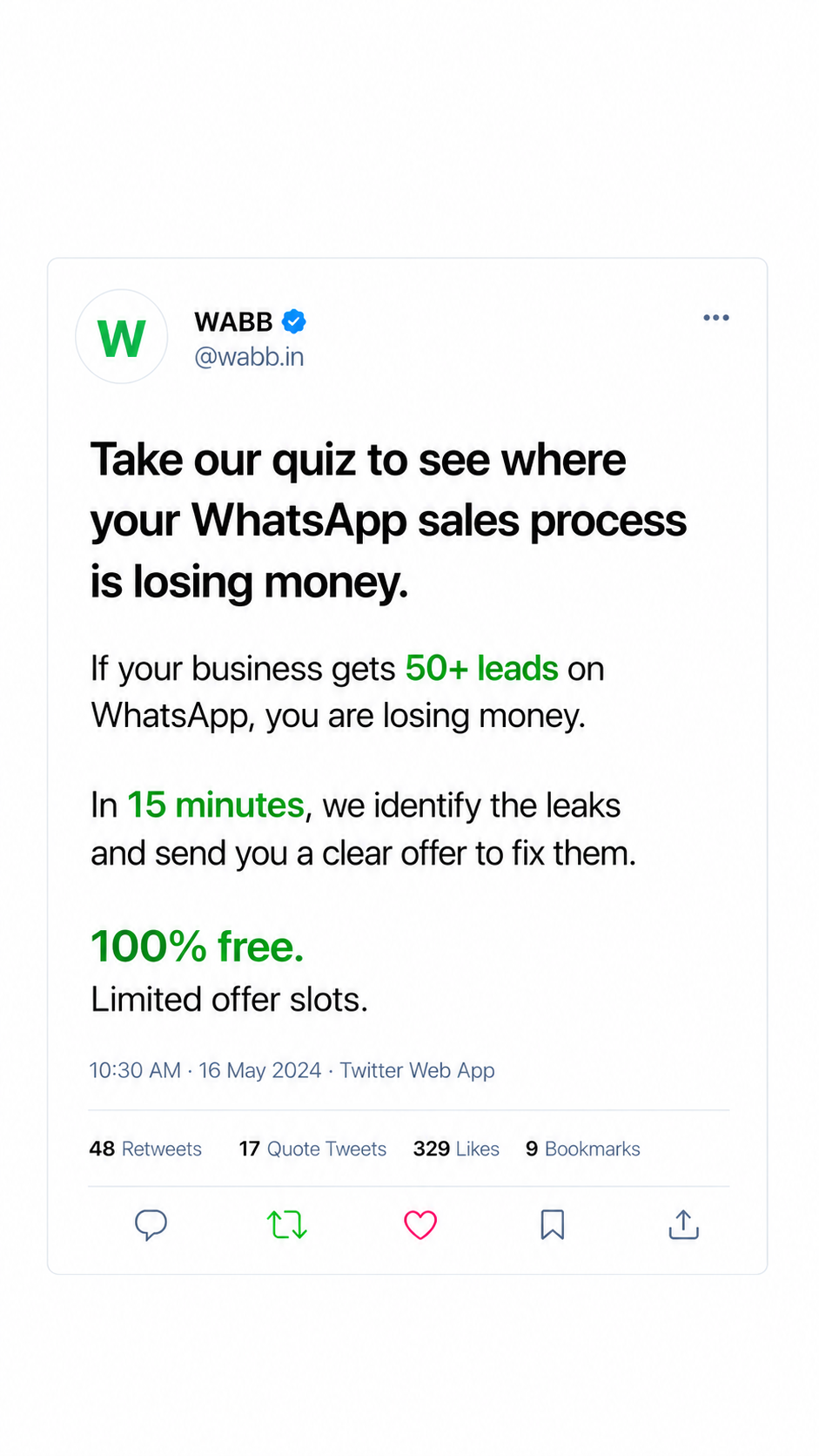 WABB INDIA Facebook ad