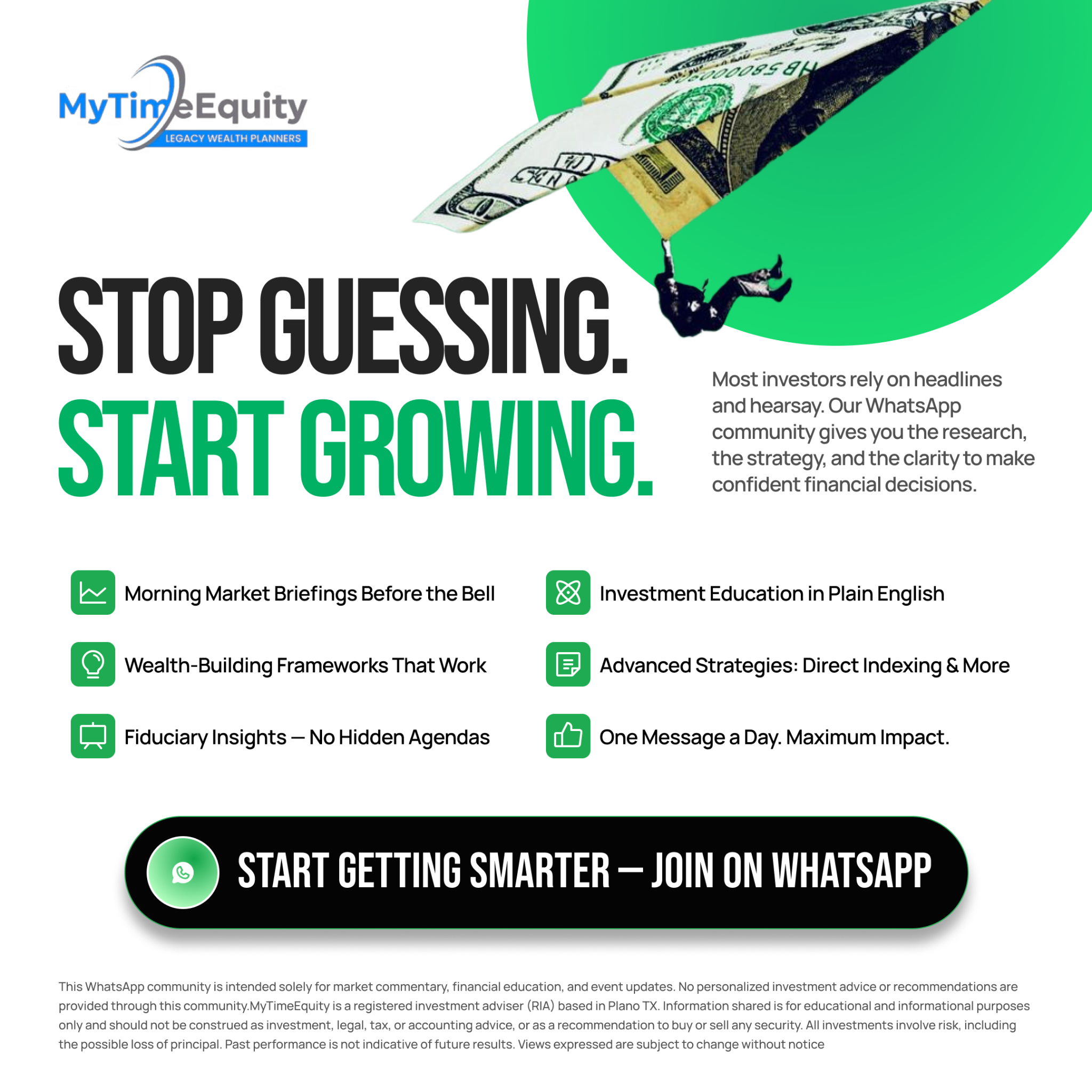 My Time Equity Facebook ad: Smarter Money Starts Here
