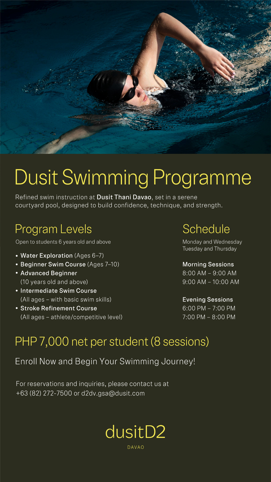 dusitD2 Davao Facebook ad: Swimming Lessons Open for Ages 6 to Adults